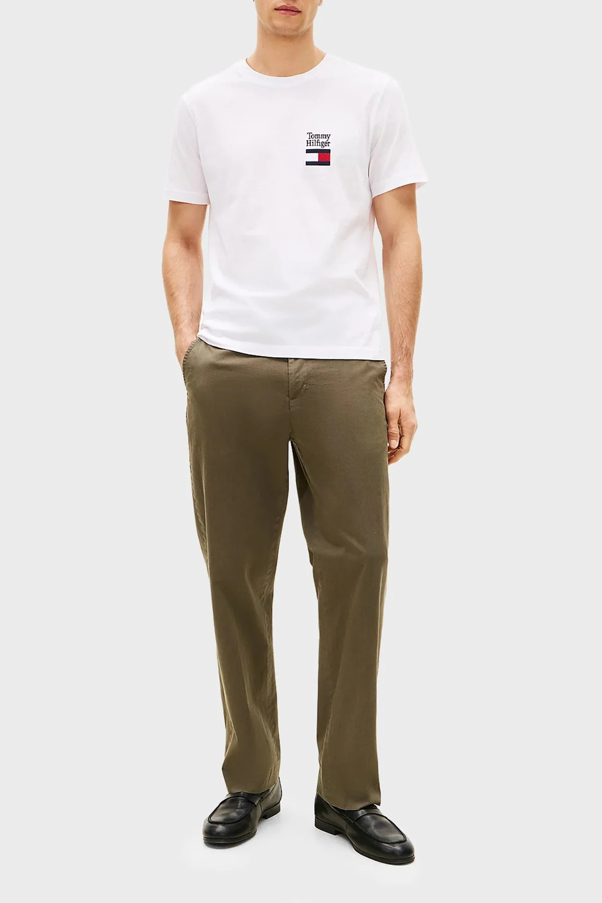 Tommy Hilfiger % 100 Pamuk Regular Fit Bisiklet Yaka Erkek T Shirt MW0MW42367 YBR BEYAZ - 2