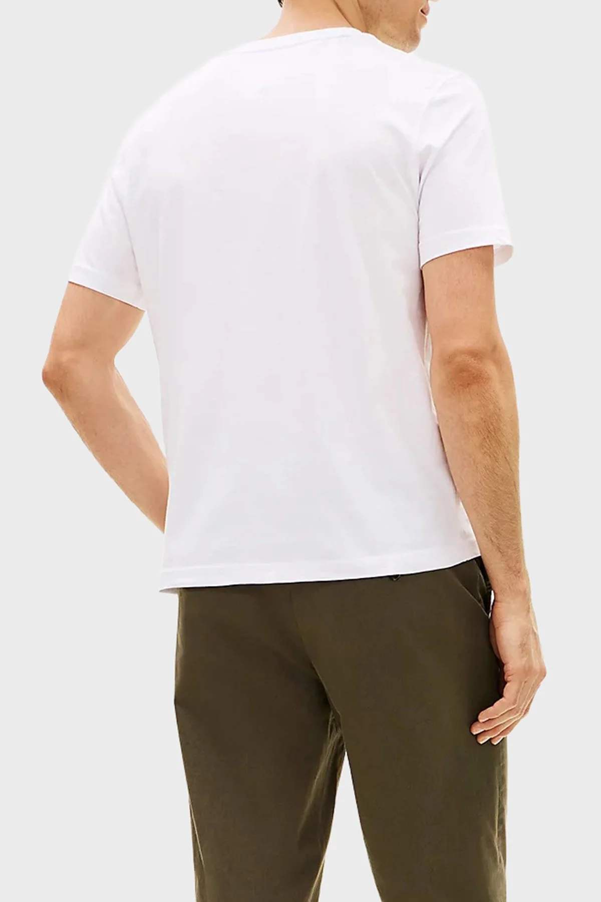 Tommy Hilfiger % 100 Pamuk Regular Fit Bisiklet Yaka Erkek T Shirt MW0MW42367 YBR BEYAZ - 3