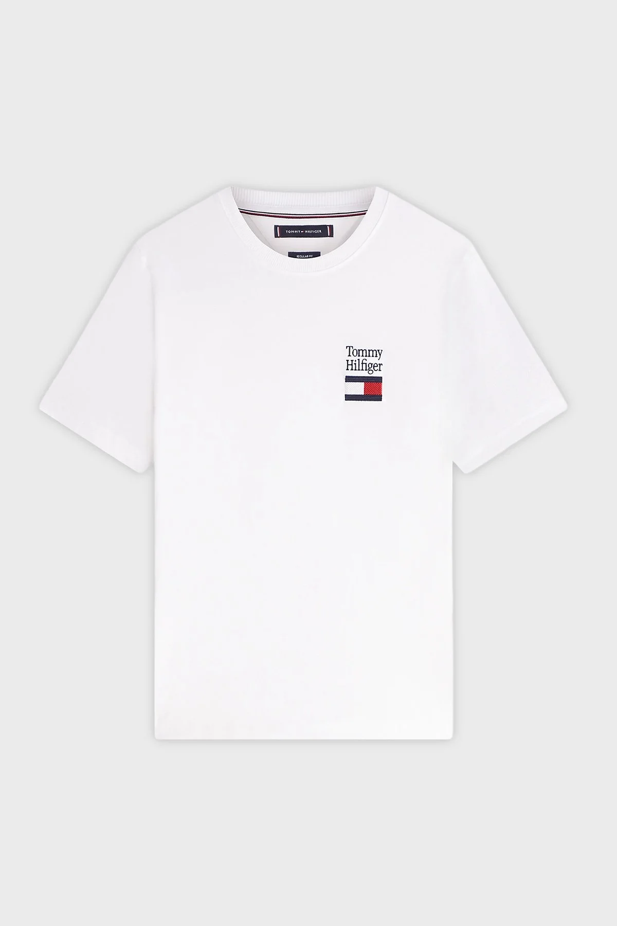 Tommy Hilfiger % 100 Pamuk Regular Fit Bisiklet Yaka Erkek T Shirt MW0MW42367 YBR BEYAZ - 5