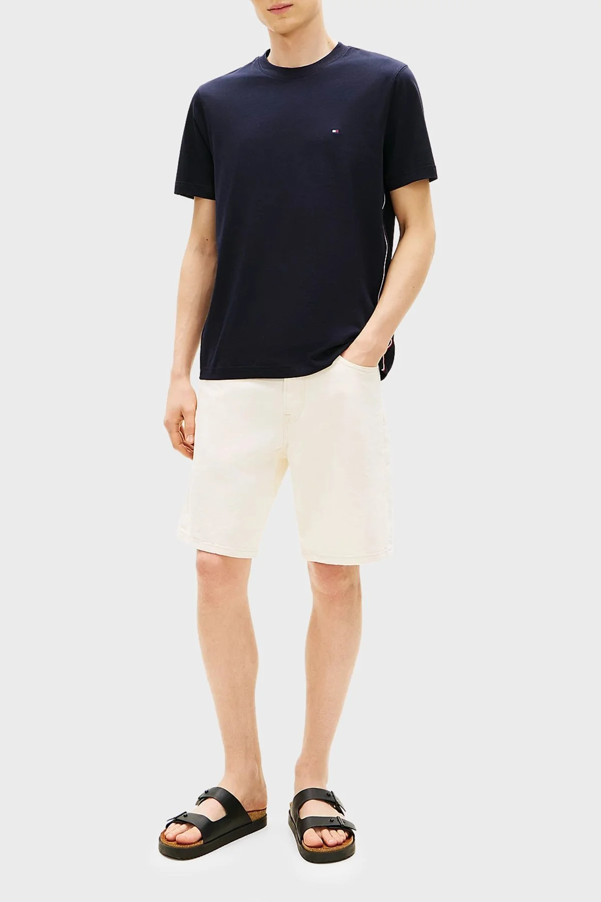 Tommy Hilfiger % 100 Pamuk Regular Fit Bisiklet Yaka Erkek T Shirt MW0MW42393 DW5 LACİVERT - 3