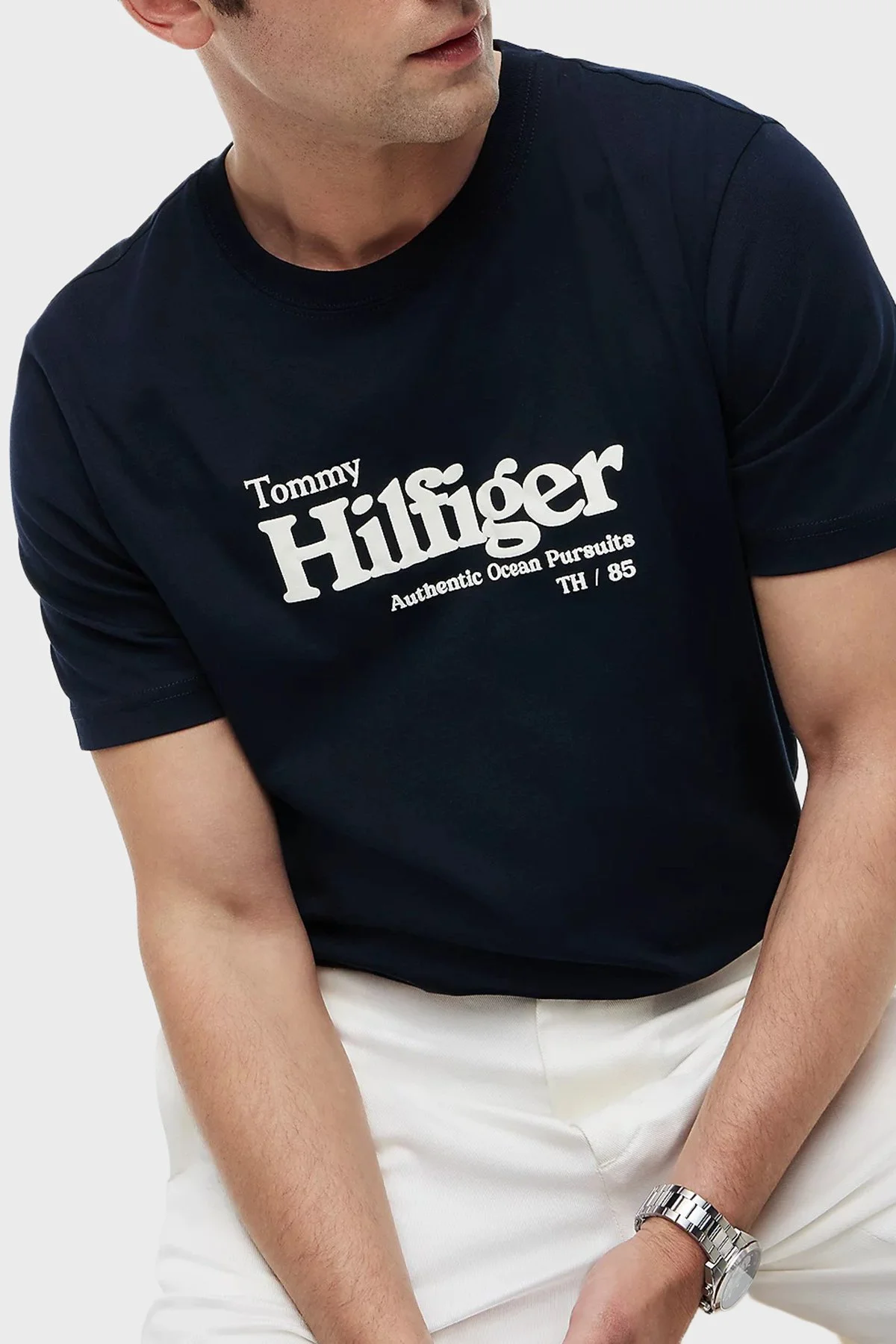 Tommy Hilfiger % 100 Pamuk Regular Fit Bisiklet Yaka Erkek T Shirt MW0MW43448 DW5 Lacivert - 3