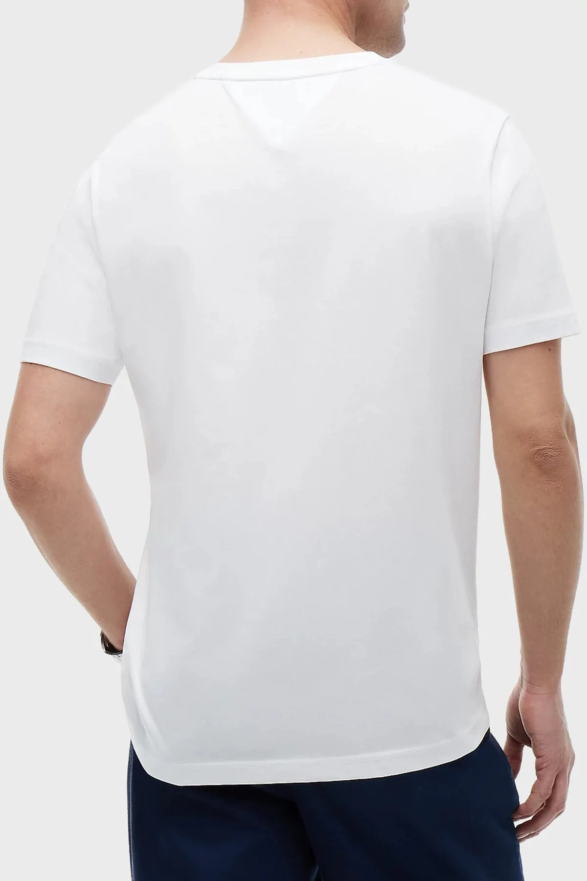 Tommy Hilfiger % 100 Pamuk Regular Fit Bisiklet Yaka Erkek T Shirt MW0MW43448 YBR Beyaz - 4