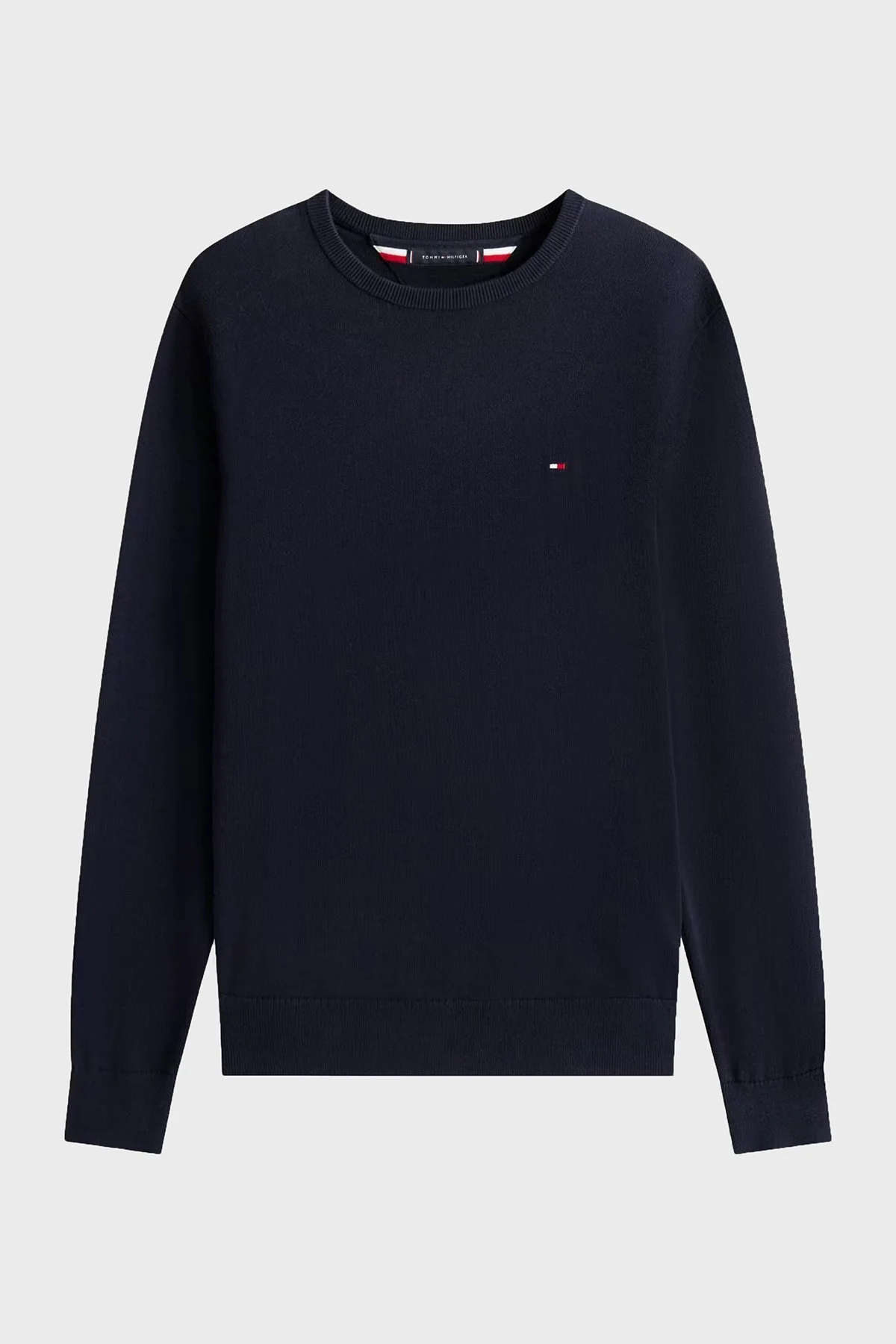 Tommy Hilfiger % 100 Pamuk Regular Fit Bisiklet Yaka Logolu Erkek Kazak MW0MW14748 DW5 LACİVERT - 5