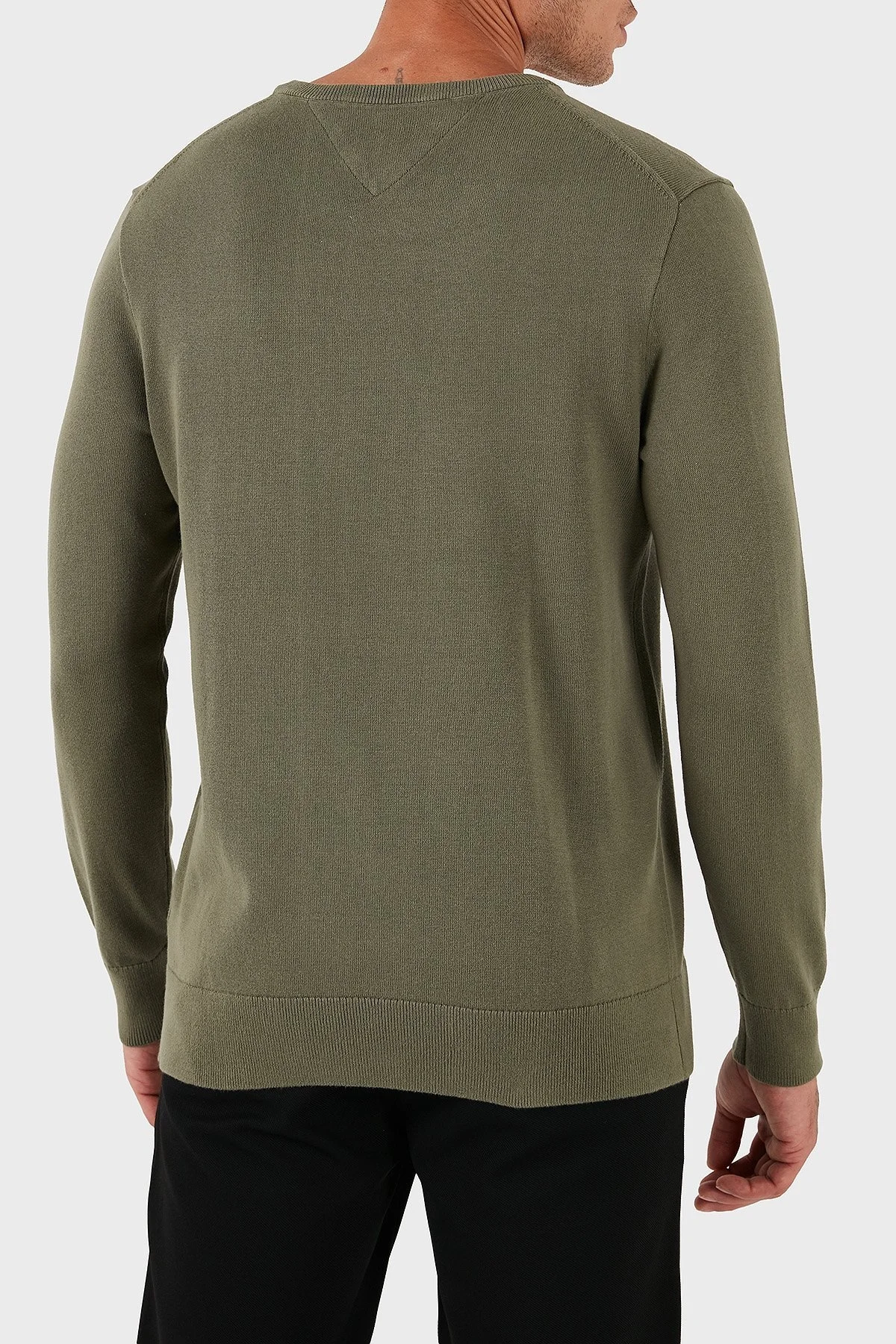 Tommy Hilfiger % 100 Pamuk Regular Fit Bisiklet Yaka Logolu Erkek Kazak MW0MW39999 PLI YEŞİL - 2