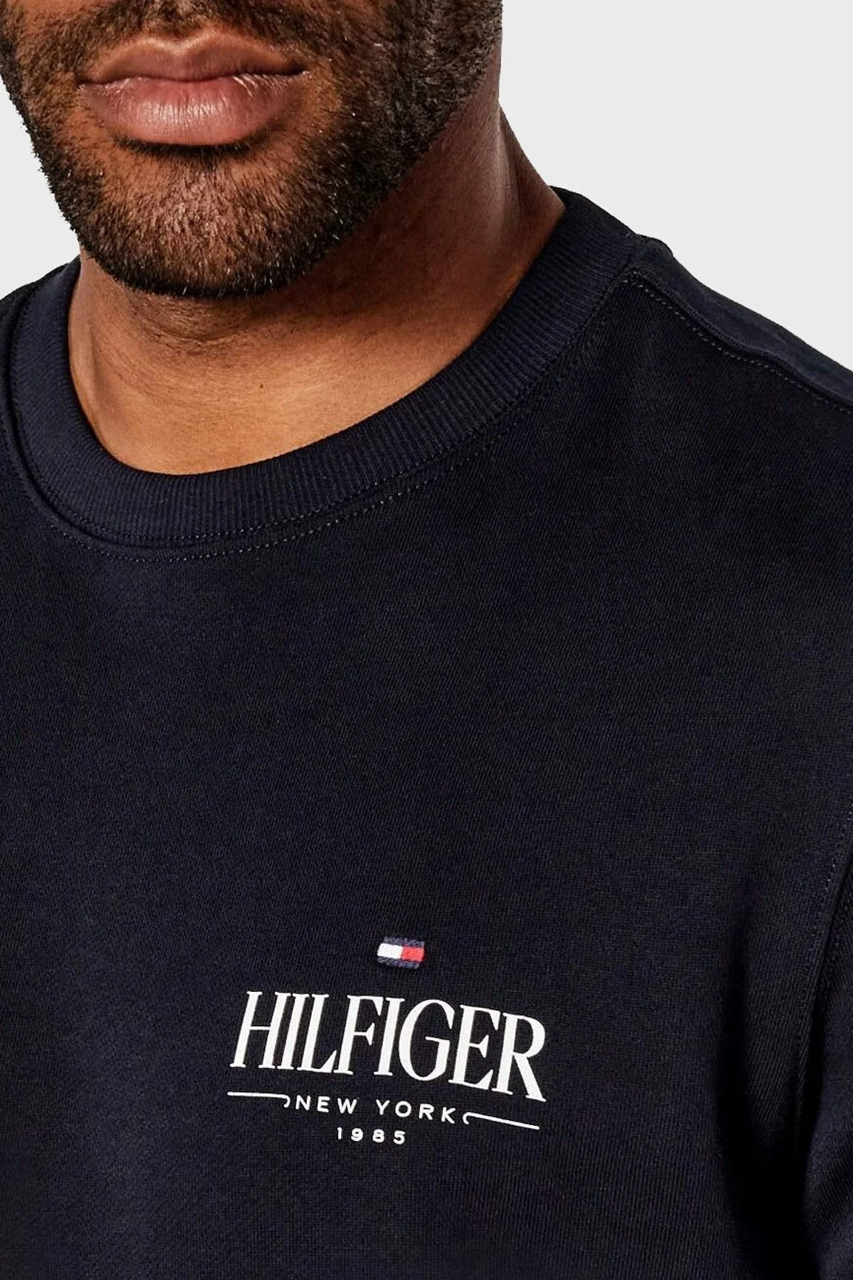 Tommy Hilfiger % 100 Pamuk Regular Fit Bisiklet Yaka Logolu Erkek Sweat MW0MW39376 DW5 LACİVERT - 4