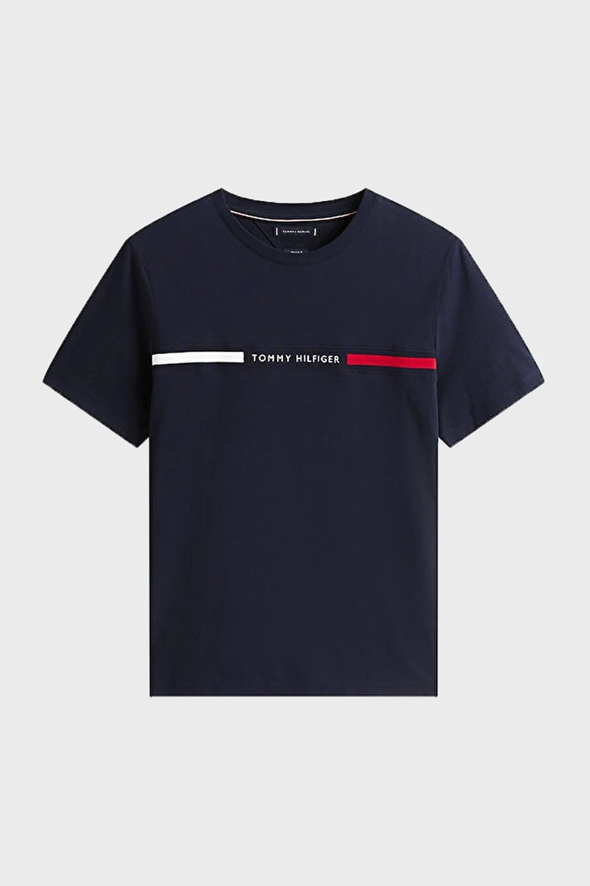 Tommy Hilfiger % 100 Pamuk Regular Fit Bisiklet Yaka Logolu Erkek T Shirt MW0MW36498 DW5 LACİVERT - 5