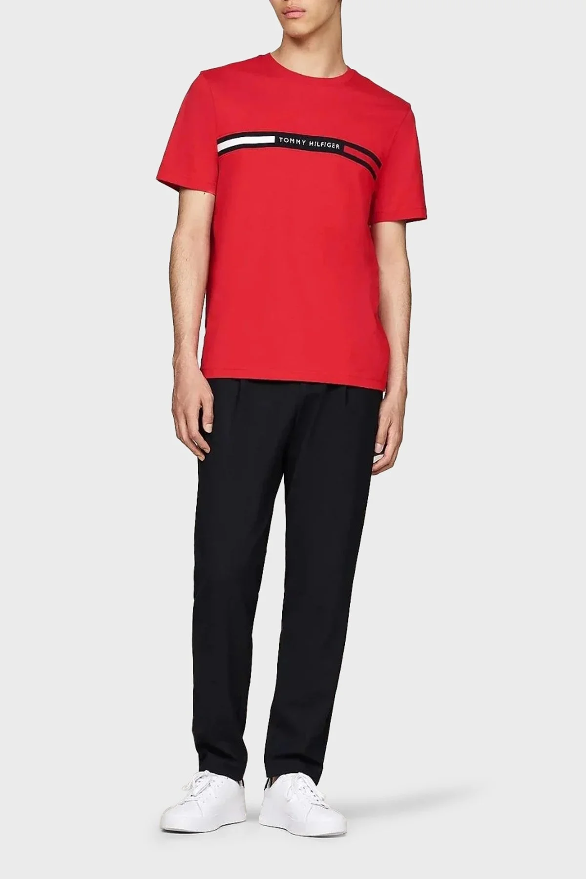 Tommy Hilfiger % 100 Pamuk Regular Fit Bisiklet Yaka Logolu Erkek T Shirt MW0MW36498 XLD KIRMIZI - 6