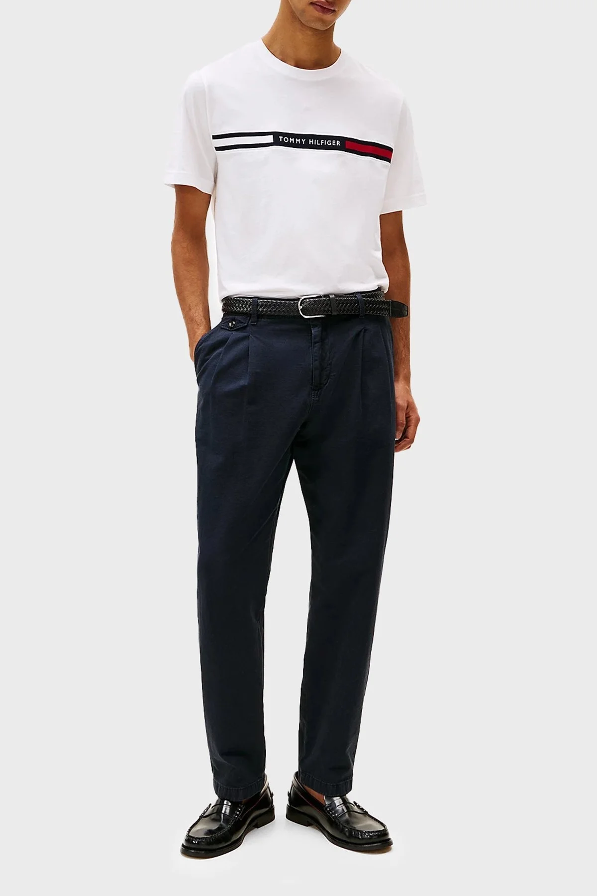 Tommy Hilfiger % 100 Pamuk Regular Fit Bisiklet Yaka Logolu Erkek T Shirt MW0MW36498 YBR BEYAZ - 7