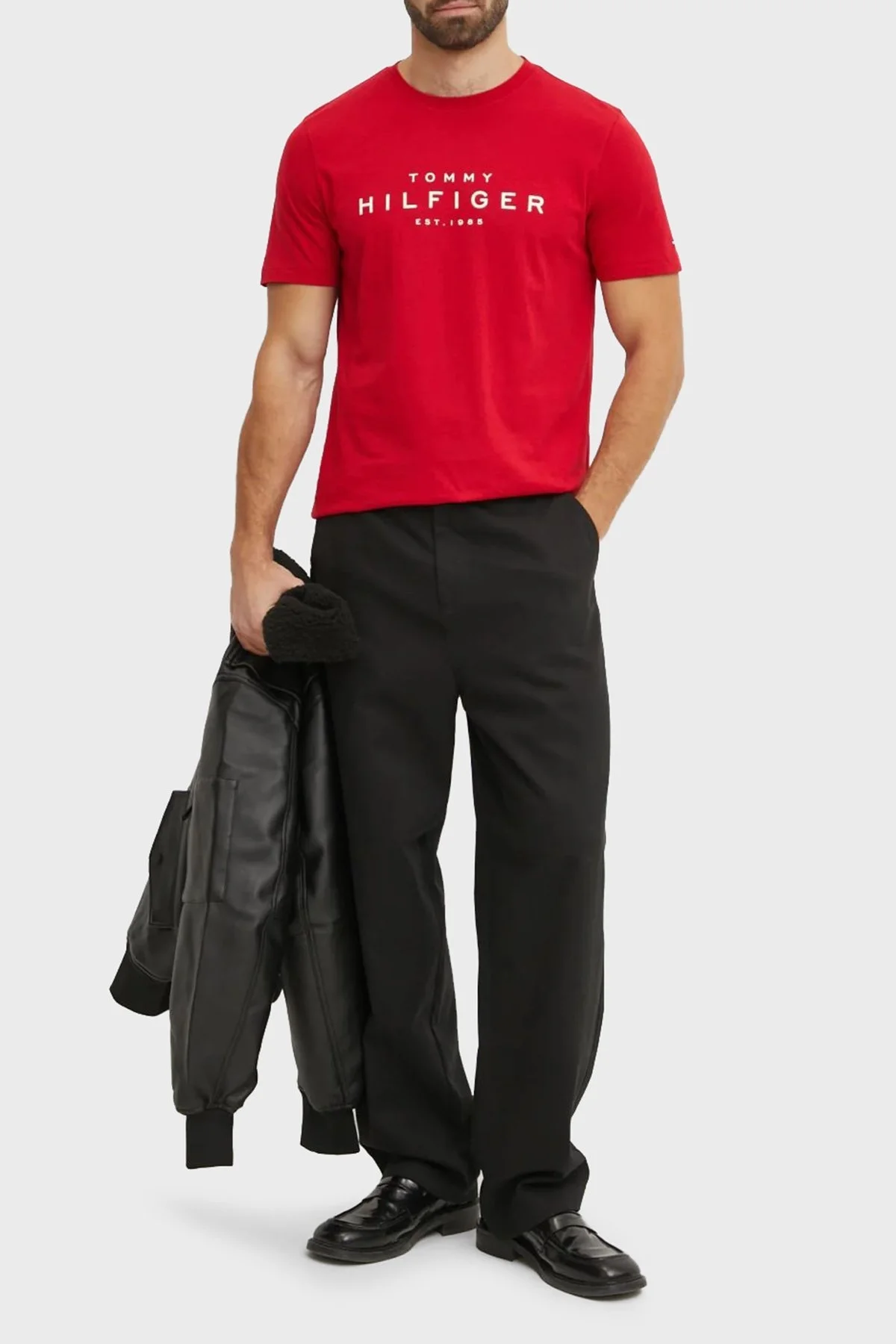 Tommy Hilfiger % 100 Pamuk Regular Fit Bisiklet Yaka Logolu Erkek T Shirt MW0MW37448 XLD KIRMIZI - 8