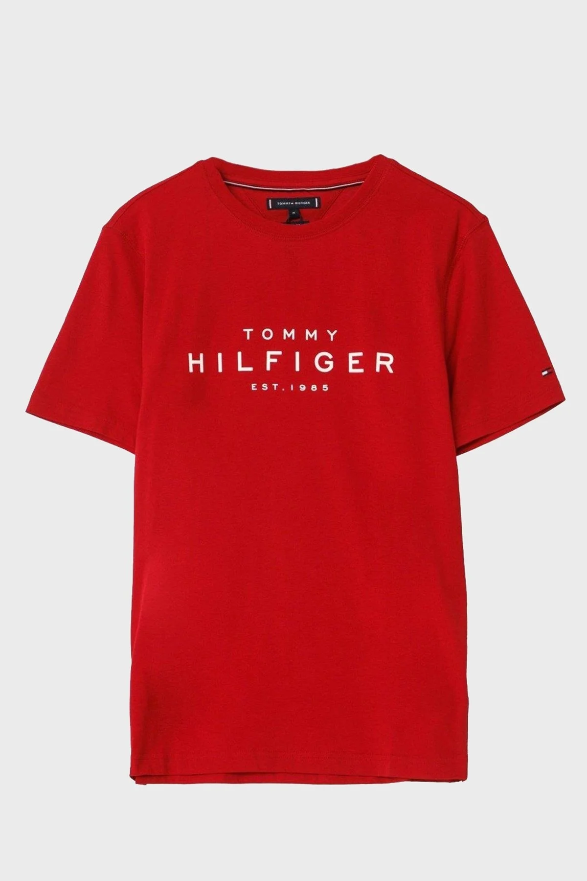 Tommy Hilfiger % 100 Pamuk Regular Fit Bisiklet Yaka Logolu Erkek T Shirt MW0MW37448 XLD KIRMIZI - 11