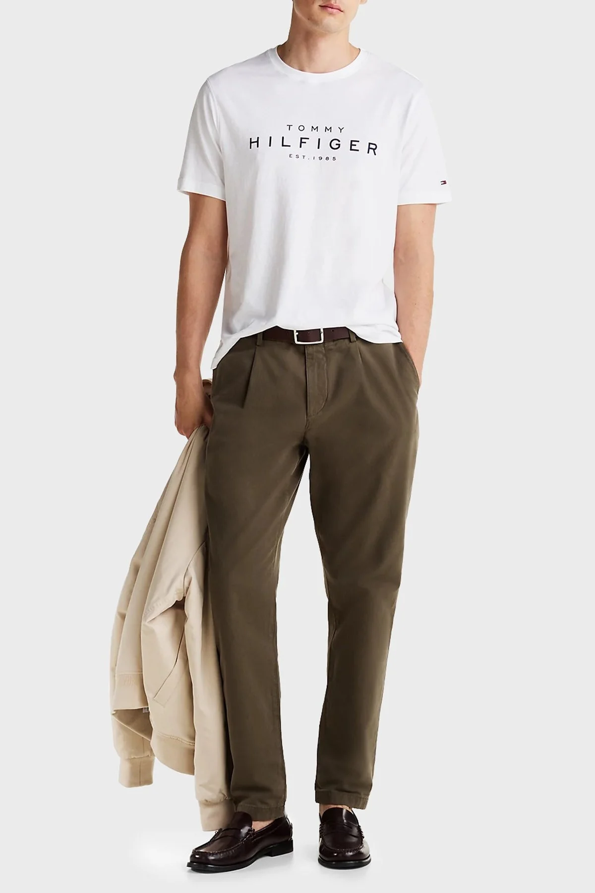 Tommy Hilfiger % 100 Pamuk Regular Fit Bisiklet Yaka Logolu Erkek T Shirt MW0MW37448 YBR BEYAZ - 2