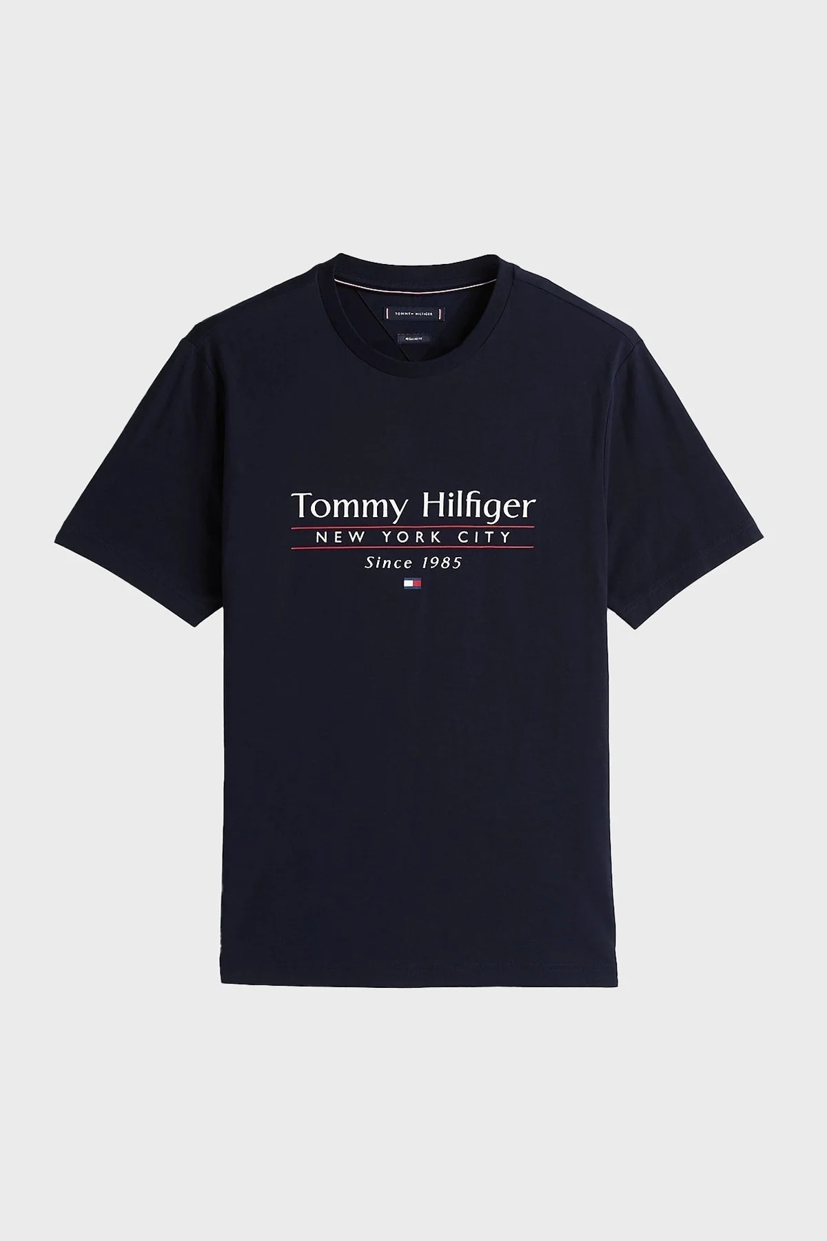 Tommy Hilfiger % 100 Pamuk Regular Fit Bisiklet Yaka Logolu Erkek T Shirt MW0MW38621 DW5 LACİVERT - 10