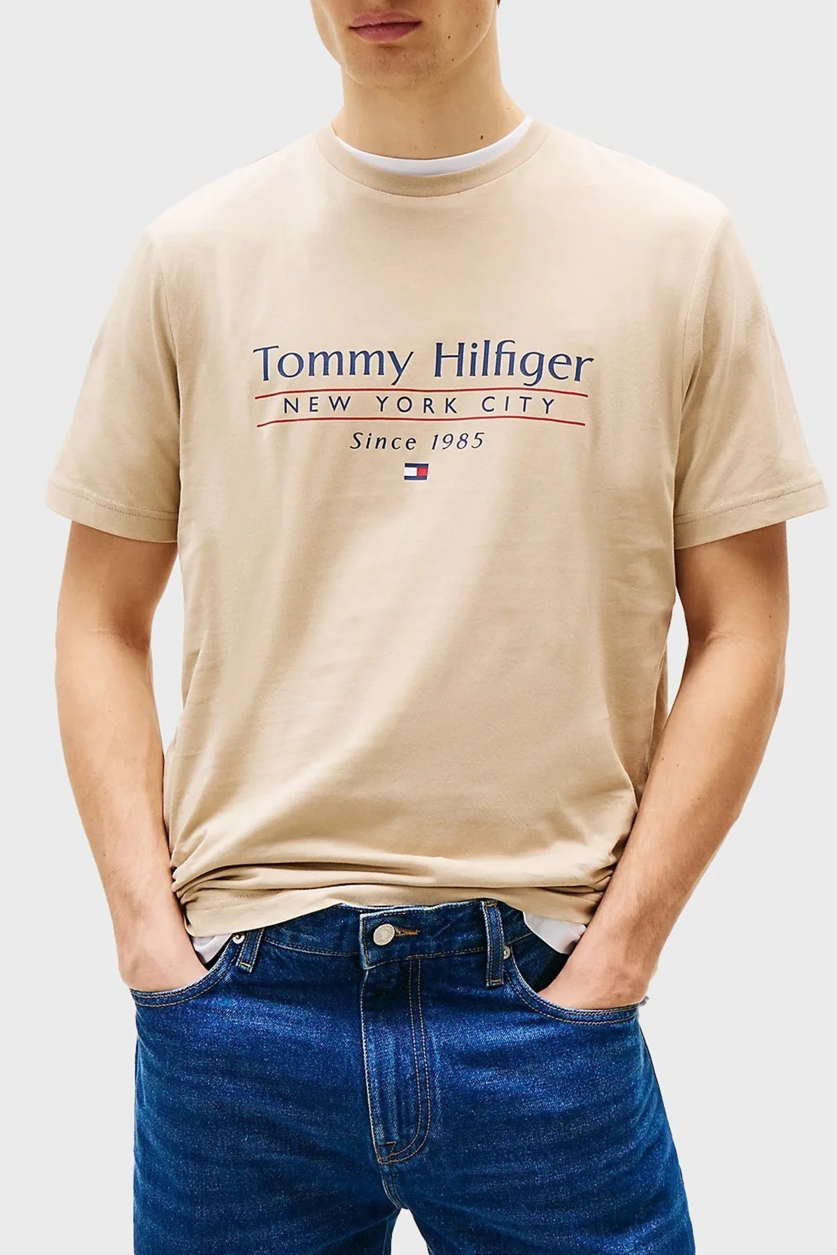 Tommy Hilfiger % 100 Pamuk Regular Fit Bisiklet Yaka Logolu Erkek T Shirt MW0MW38621 RBT KUM - 6