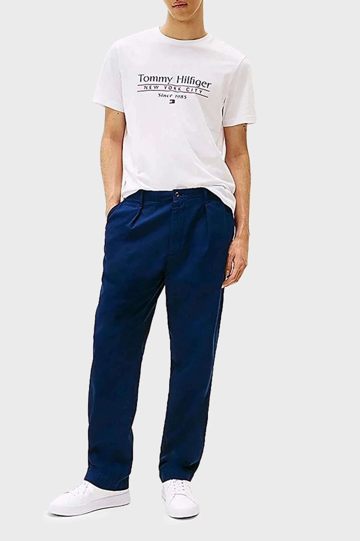 Tommy Hilfiger % 100 Pamuk Regular Fit Bisiklet Yaka Logolu Erkek T Shirt MW0MW38621 YBR BEYAZ - 6