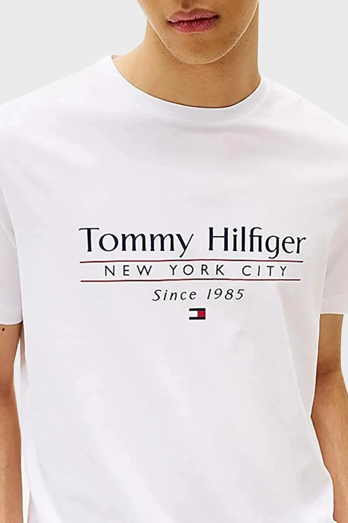 Tommy Hilfiger % 100 Pamuk Regular Fit Bisiklet Yaka Logolu Erkek T Shirt MW0MW38621 YBR BEYAZ - 8