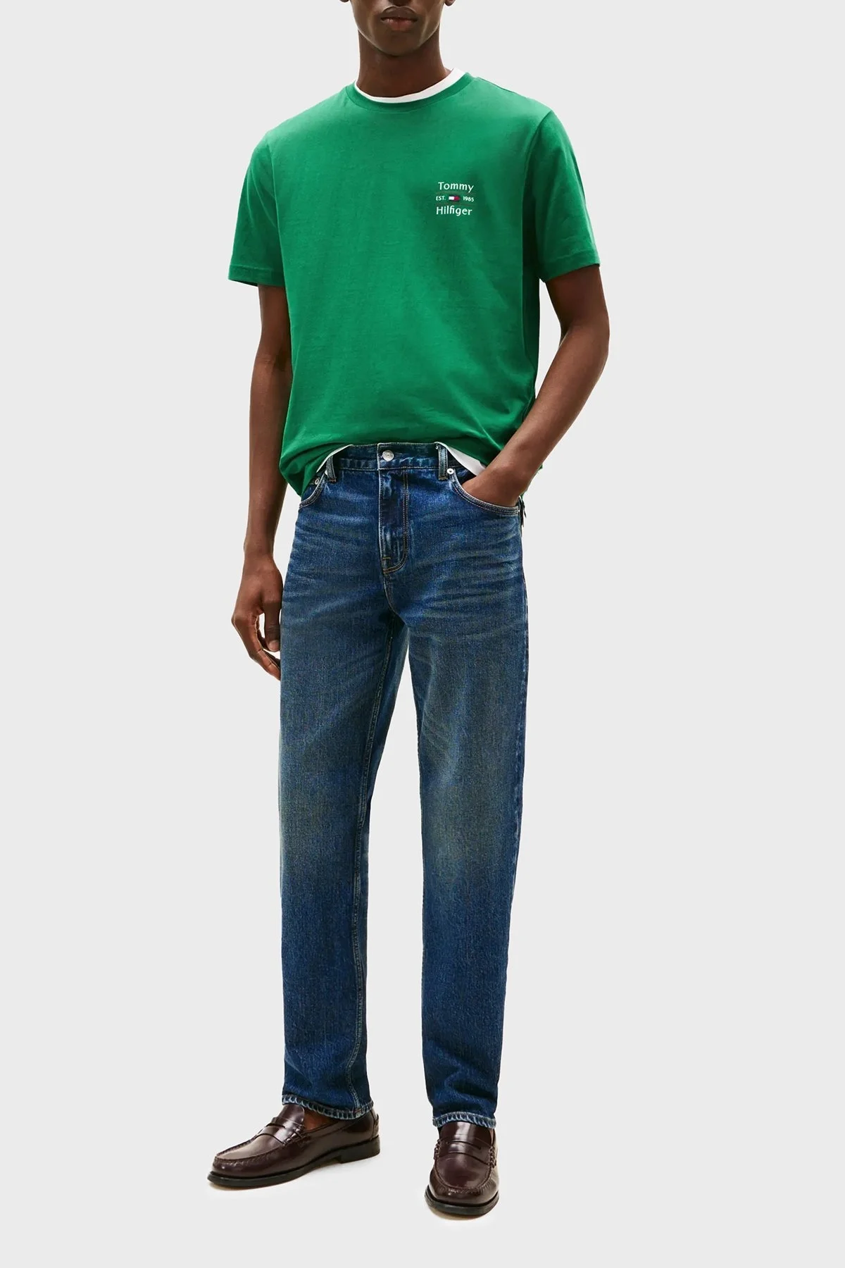 Tommy Hilfiger % 100 Pamuk Regular Fit Bisiklet Yaka Logolu Erkek T Shirt MW0MW38622 L4F YEŞİL - 4