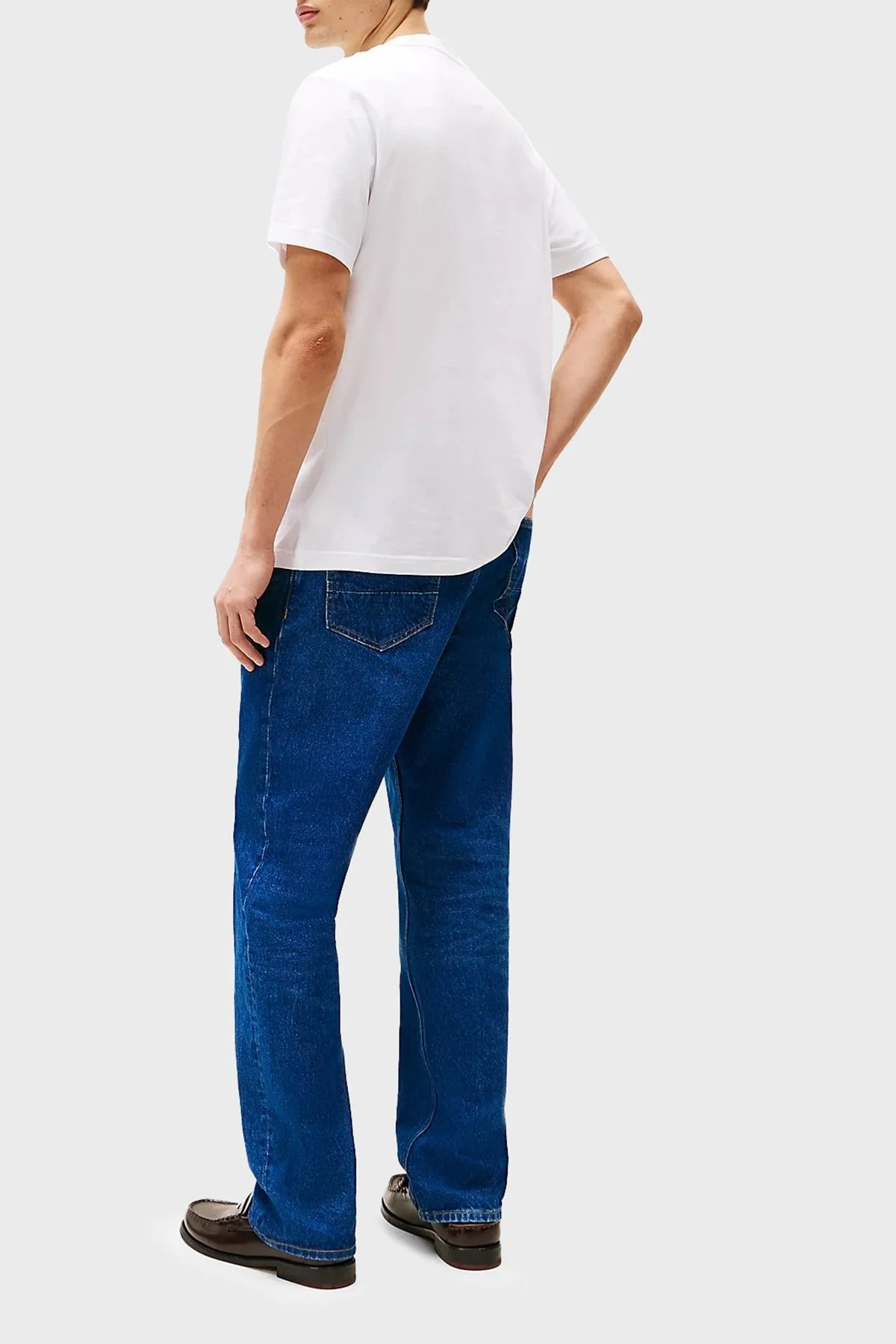 Tommy Hilfiger % 100 Pamuk Regular Fit Bisiklet Yaka Logolu Erkek T Shirt MW0MW38622 YBR BEYAZ - 8