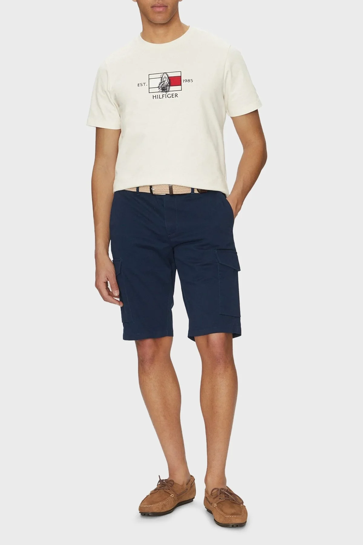 Tommy Hilfiger % 100 Pamuk Regular Fit Bisiklet Yaka Logolu Erkek T Shirt MW0MW38628 Z00 AÇIK BEJ - 7