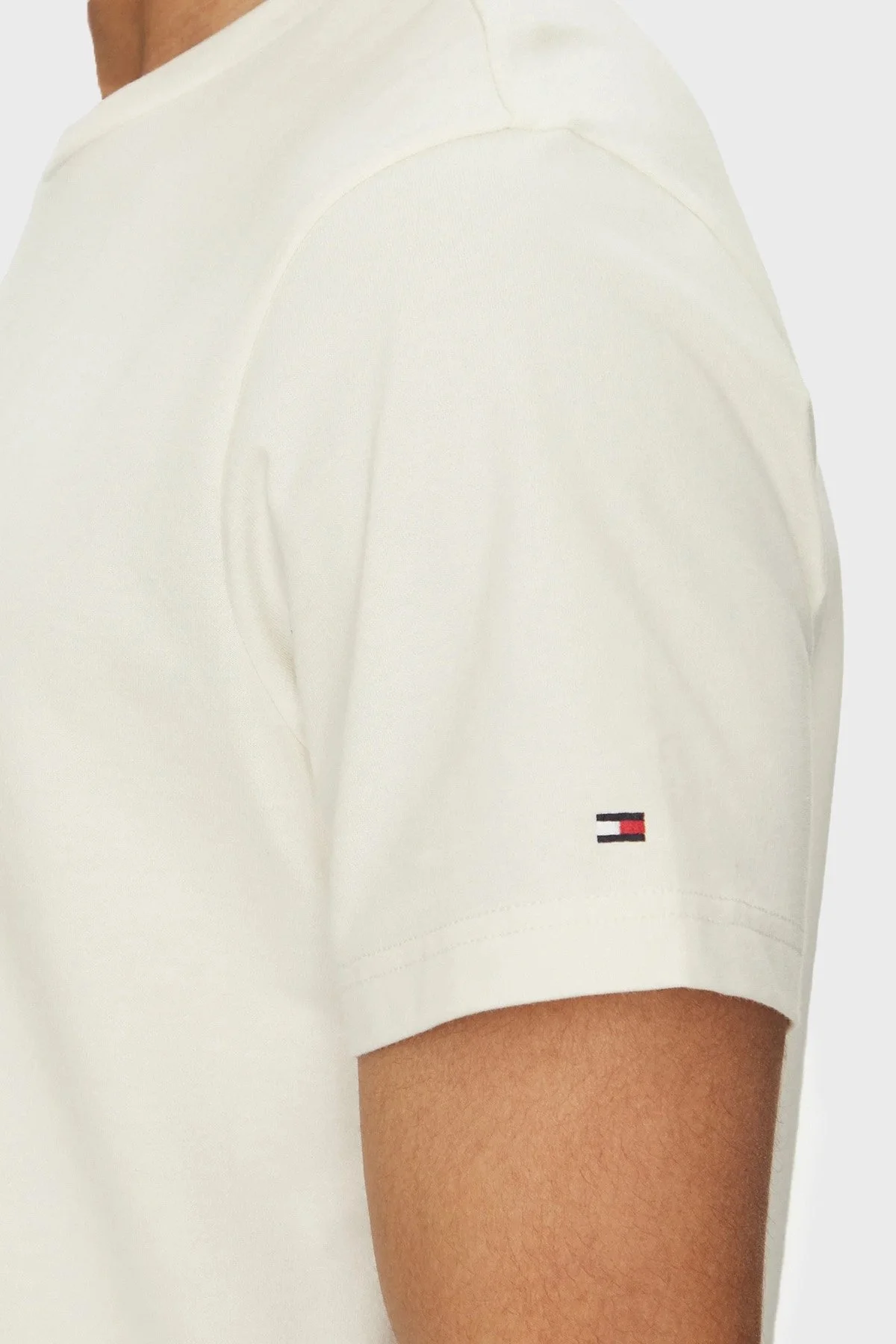 Tommy Hilfiger % 100 Pamuk Regular Fit Bisiklet Yaka Logolu Erkek T Shirt MW0MW38628 Z00 AÇIK BEJ - 10