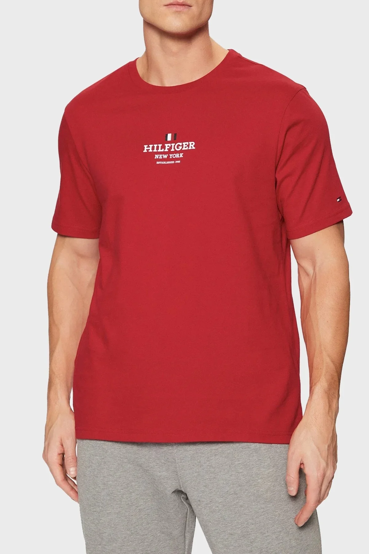 Tommy Hilfiger % 100 Pamuk Regular Fit Bisiklet Yaka Logolu Erkek T Shirt MW0MW38980 XLD KIRMIZI - 6