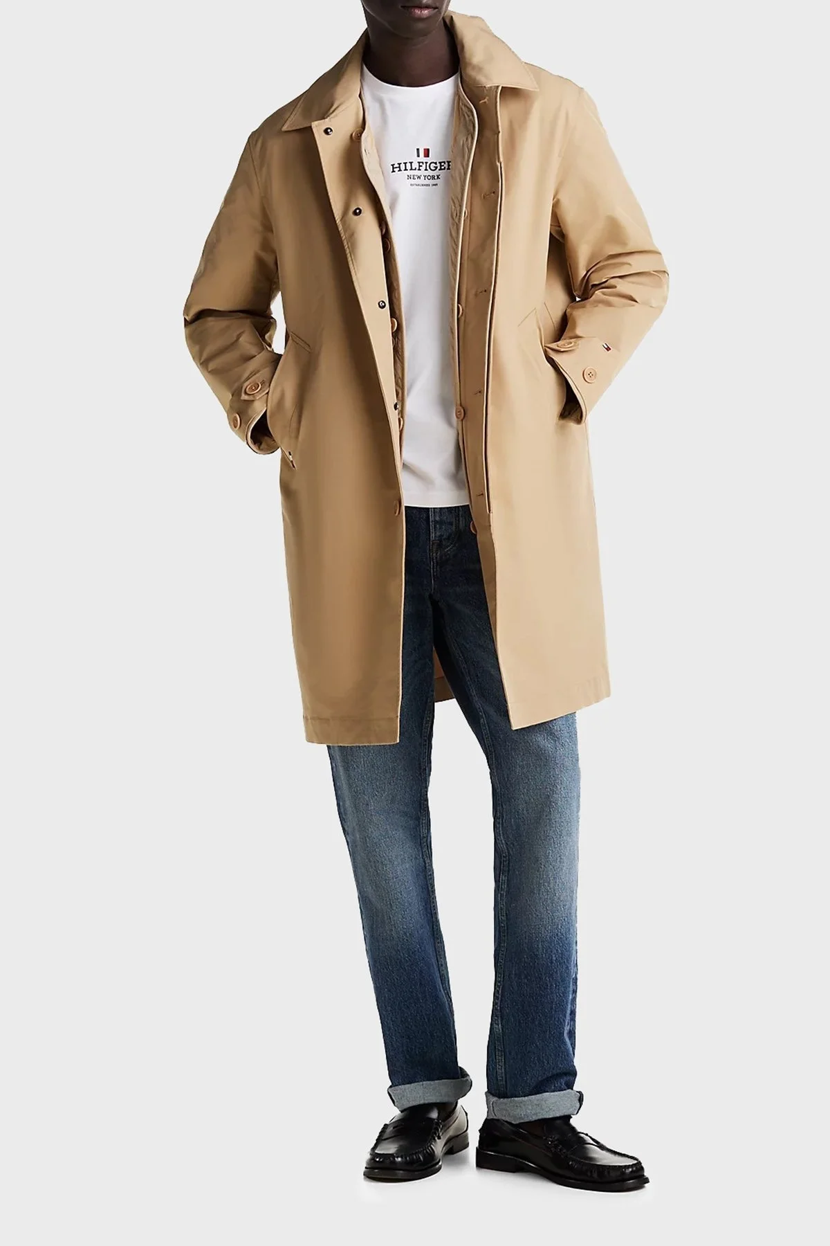 Tommy Hilfiger % 100 Pamuk Regular Fit Bisiklet Yaka Logolu Erkek T Shirt MW0MW38980 YBR BEYAZ - 3