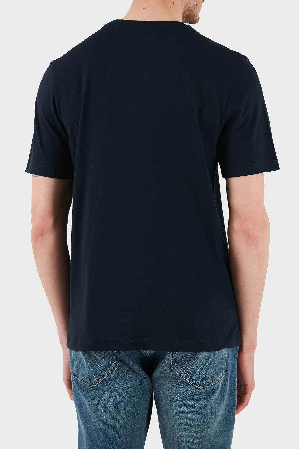 Tommy Hilfiger % 100 Pamuk Regular Fit Bisiklet Yaka Logolu Erkek T Shirt MW0MW39149 DW5 LACİVERT - 7