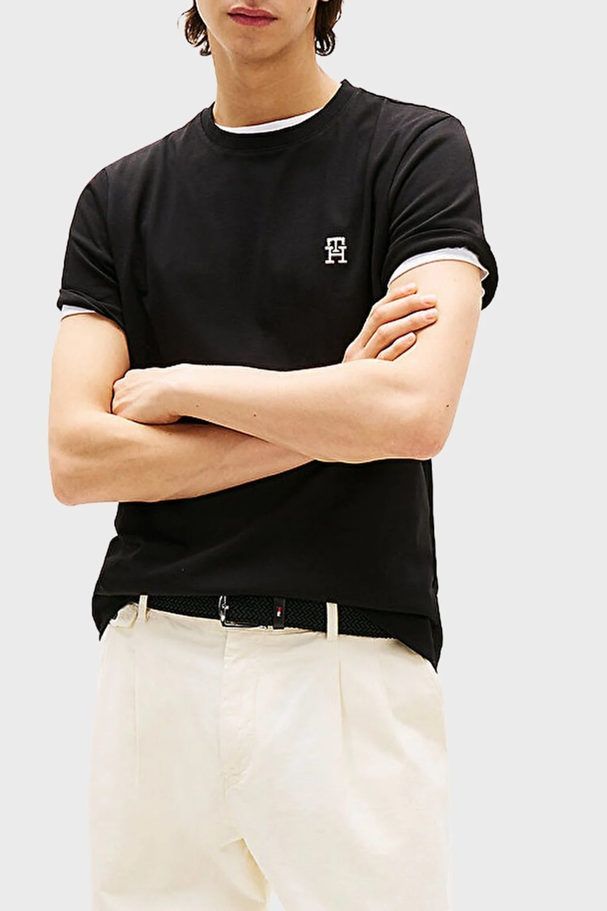 Tommy Hilfiger % 100 Pamuk Regular Fit Bisiklet Yaka Logolu Erkek T Shirt MW0MW39256 BDS SİYAH - 6