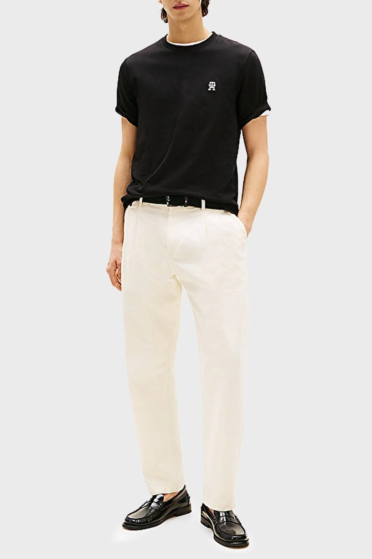 Tommy Hilfiger % 100 Pamuk Regular Fit Bisiklet Yaka Logolu Erkek T Shirt MW0MW39256 BDS SİYAH - 7