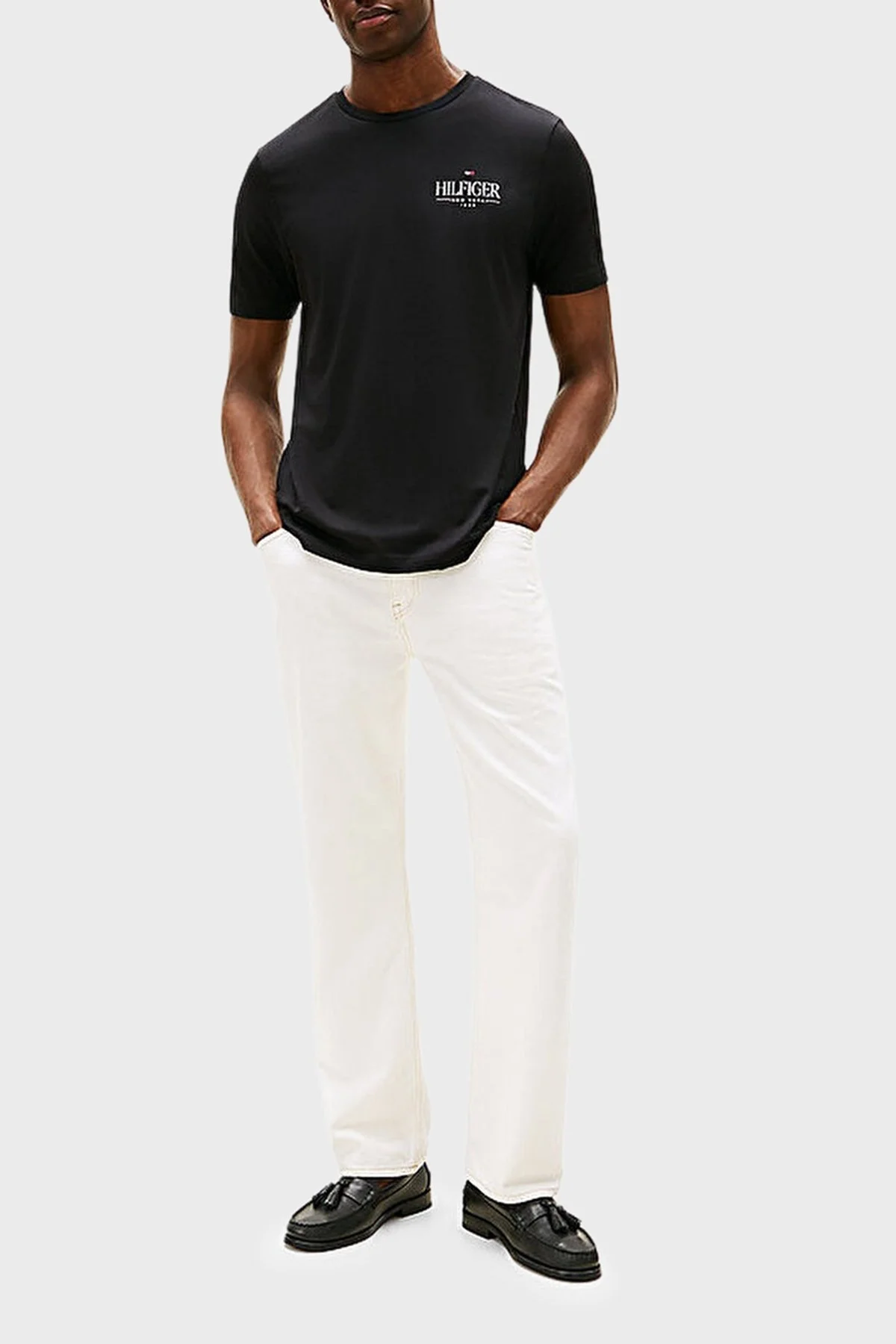 Tommy Hilfiger % 100 Pamuk Regular Fit Bisiklet Yaka Logolu Erkek T Shirt MW0MW39355 BDS SİYAH - 2