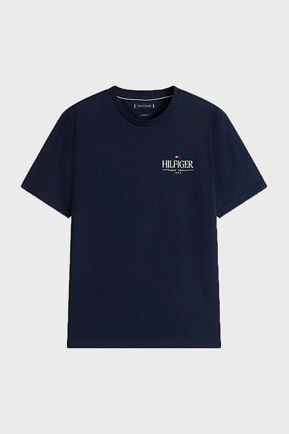 Tommy Hilfiger % 100 Pamuk Regular Fit Bisiklet Yaka Logolu Erkek T Shirt MW0MW39355 DW5 LACİVERT - 5