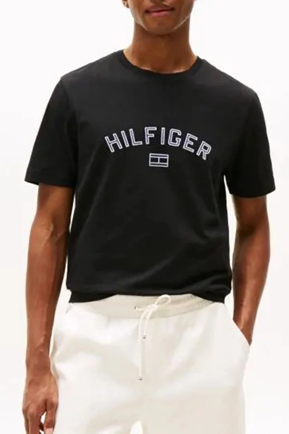 Tommy Hilfiger % 100 Pamuk Regular Fit Bisiklet Yaka Logolu Erkek T Shirt MW0MW39357 BDS SİYAH - 1