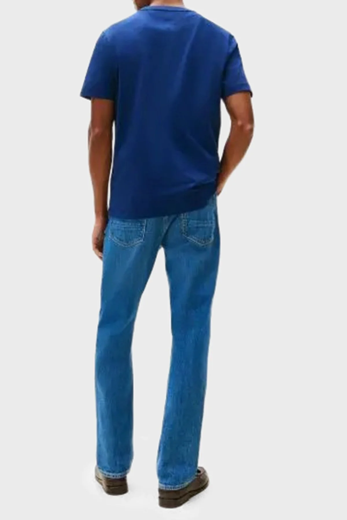 Tommy Hilfiger % 100 Pamuk Regular Fit Bisiklet Yaka Logolu Erkek T Shirt MW0MW39357 C7G MAVİ - 3