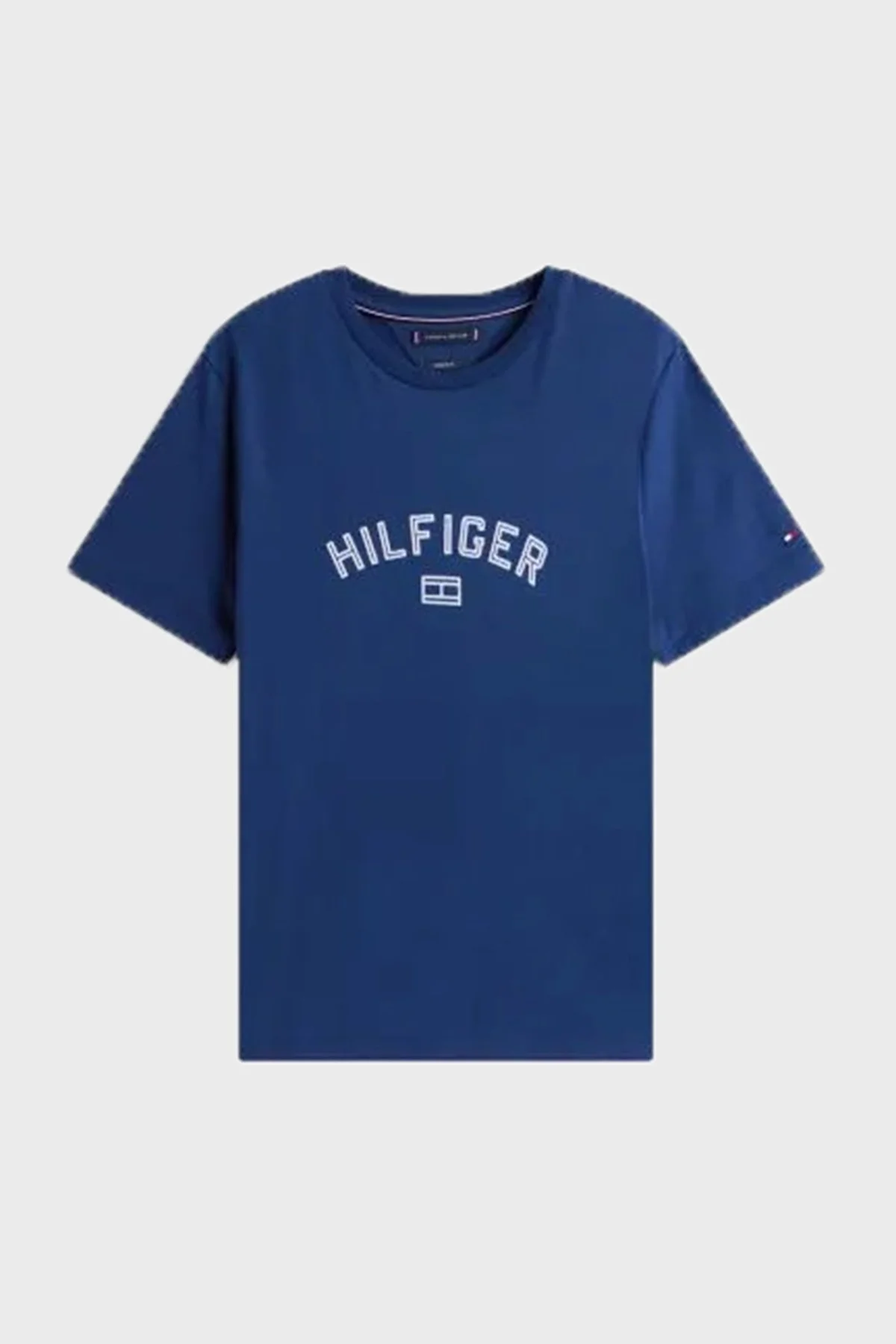 Tommy Hilfiger % 100 Pamuk Regular Fit Bisiklet Yaka Logolu Erkek T Shirt MW0MW39357 C7G MAVİ - 5
