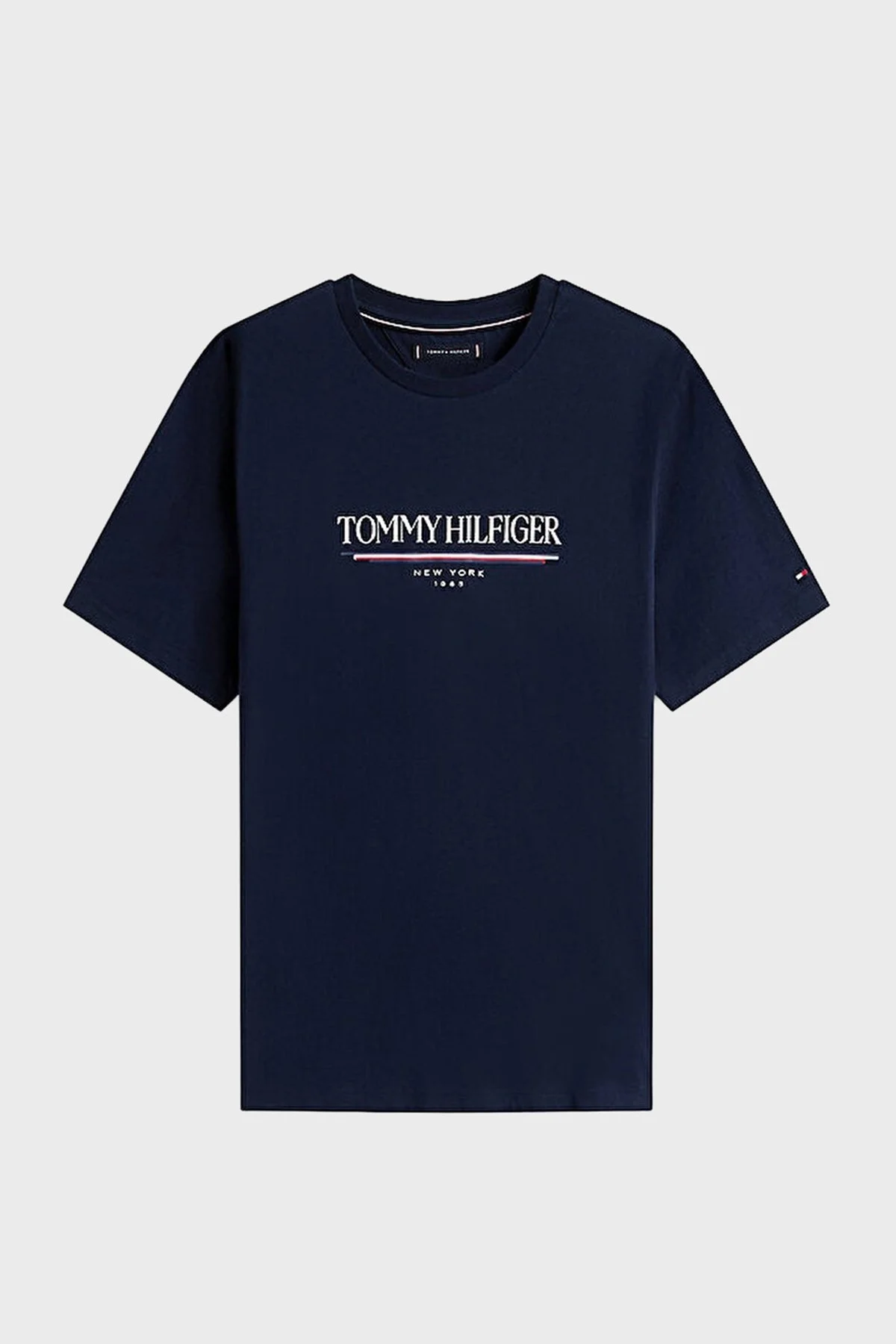 Tommy Hilfiger % 100 Pamuk Regular Fit Bisiklet Yaka Logolu Erkek T Shirt MW0MW40324 DW5 LACİVERT - 4