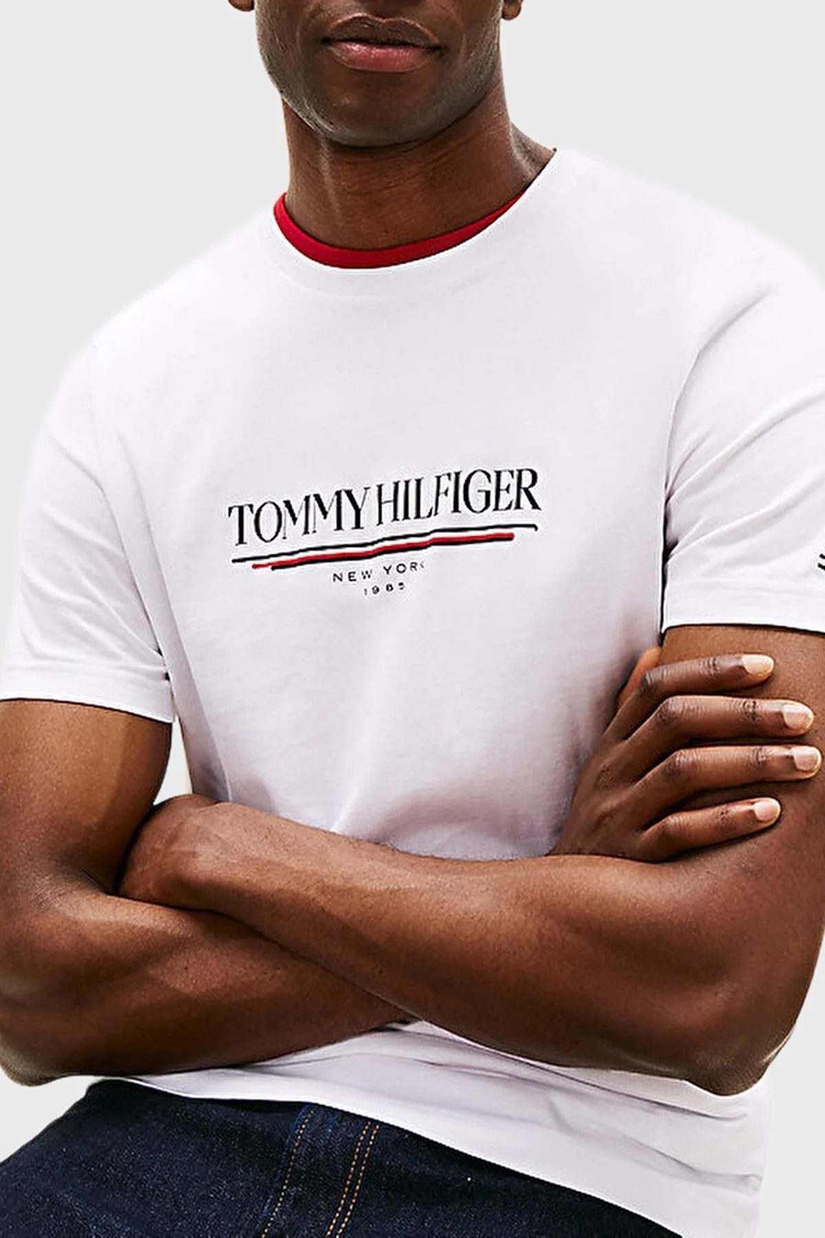 Tommy Hilfiger % 100 Pamuk Regular Fit Bisiklet Yaka Logolu Erkek T Shirt MW0MW40324 YBR BEYAZ - 3