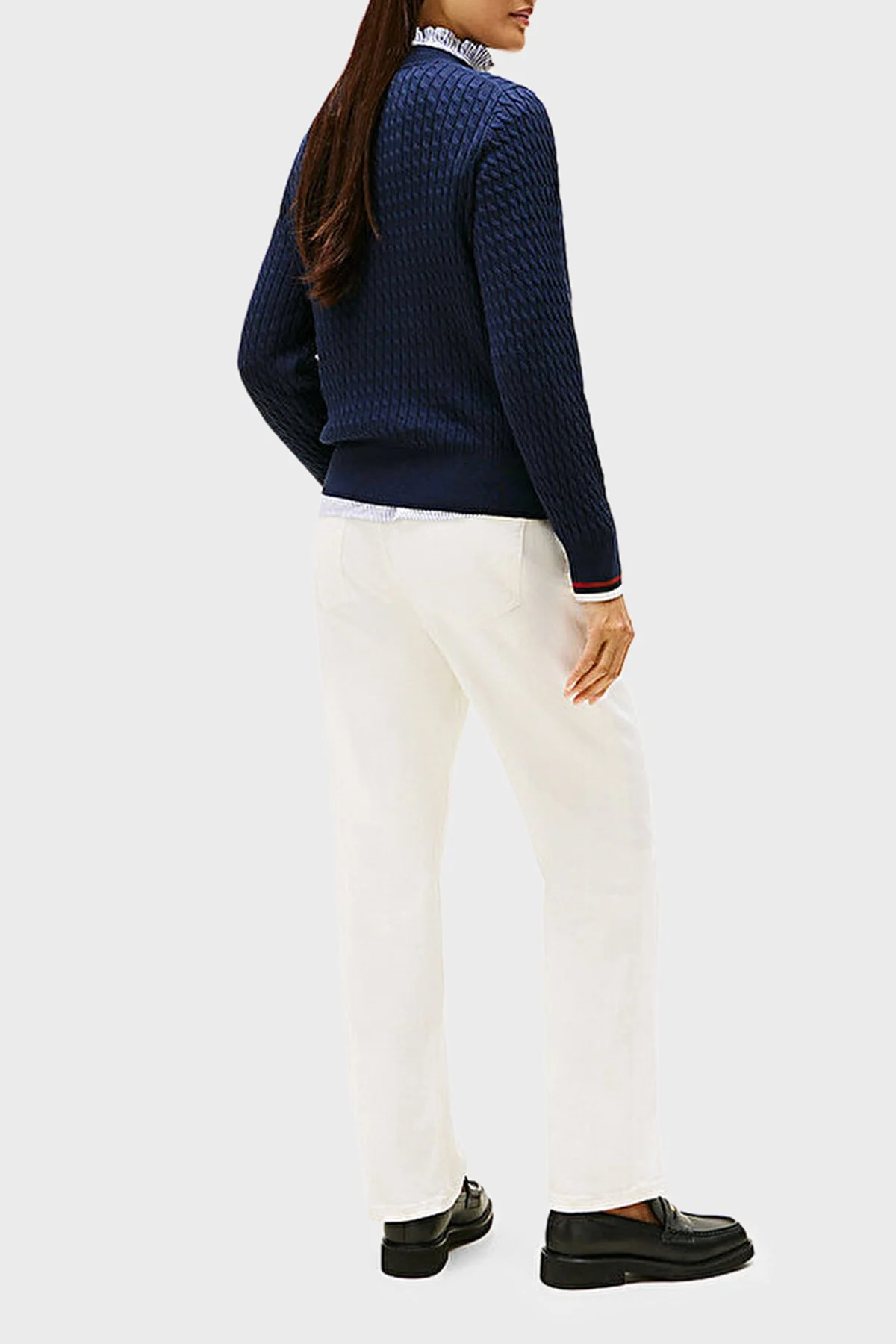 Tommy Hilfiger % 100 Pamuk Regular Fit Bisiklet Yaka Örgü Bayan Kazak WW0WW44993 0ZZ LACİVERT - 4