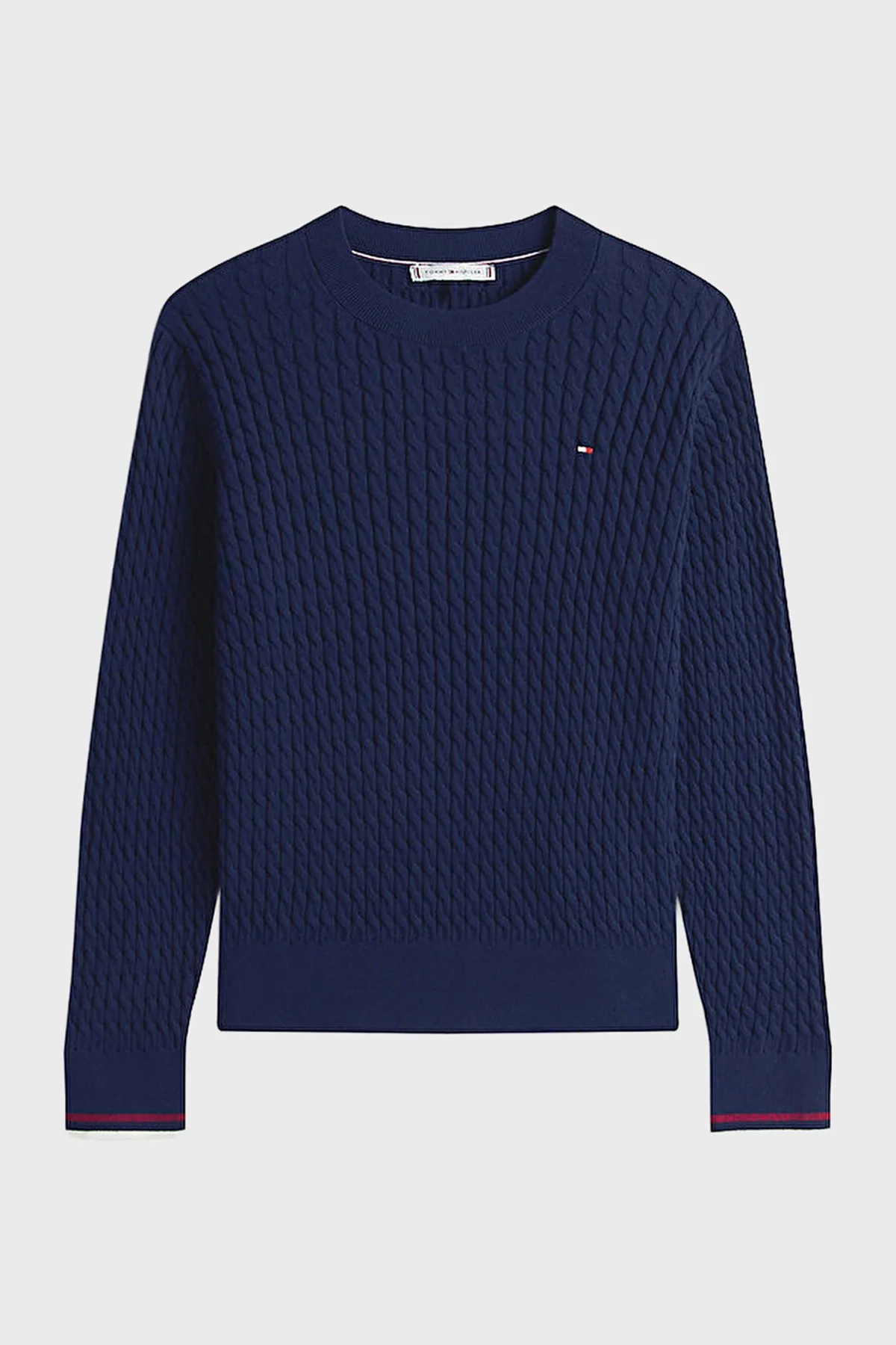 Tommy Hilfiger % 100 Pamuk Regular Fit Bisiklet Yaka Örgü Bayan Kazak WW0WW44993 0ZZ LACİVERT - 5