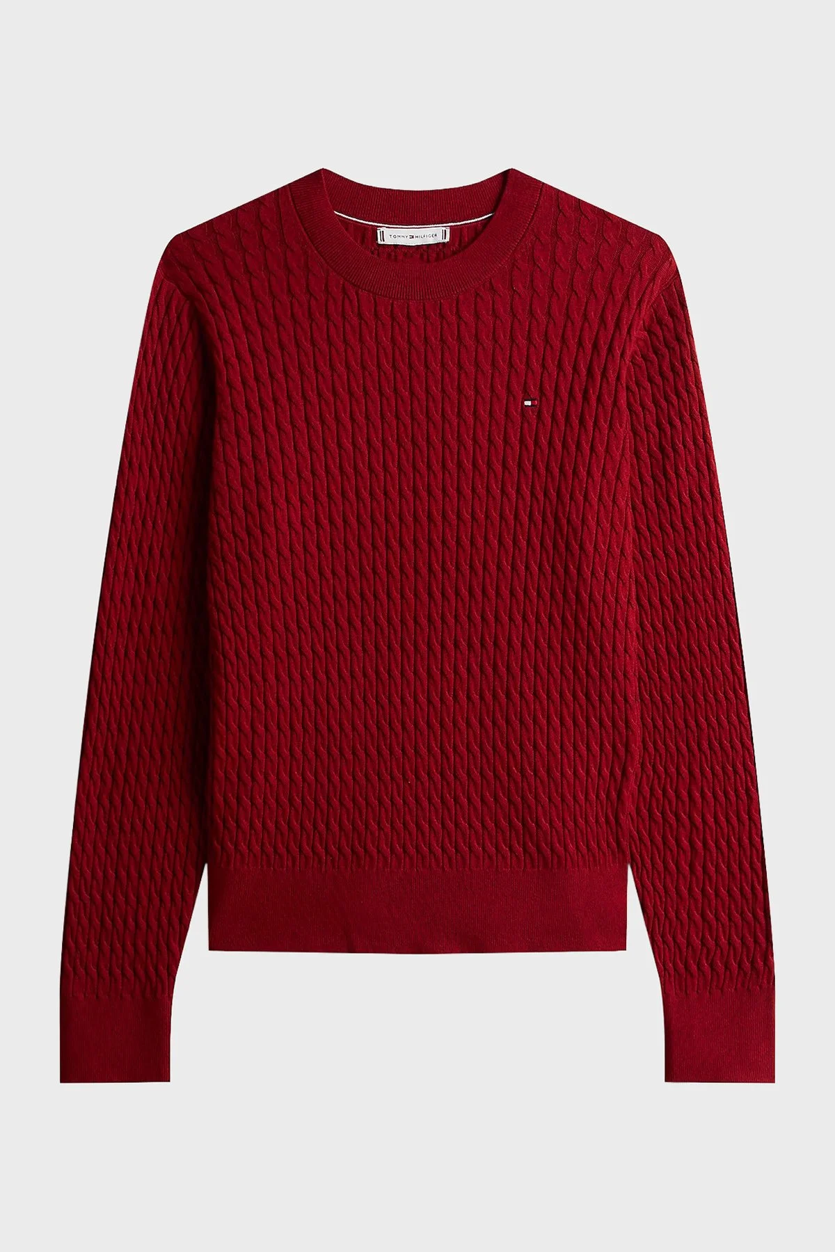 Tommy Hilfiger % 100 Pamuk Regular Fit Bisiklet Yaka Örgü Bayan Kazak WW0WW44993 XIT KIRMIZI - 5