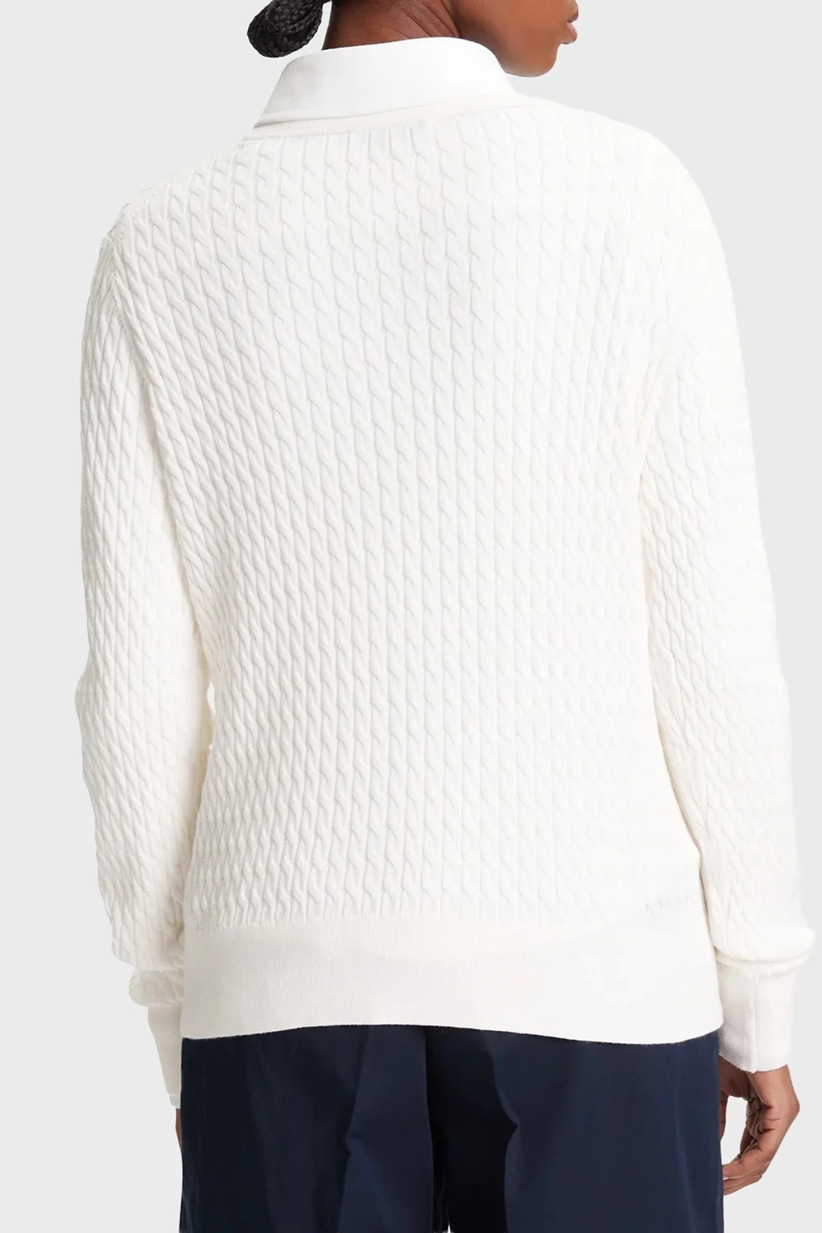 Tommy Hilfiger % 100 Pamuk Regular Fit Bisiklet Yaka Örgü Bayan Kazak WW0WW44993 YA8 BEYAZ - 3