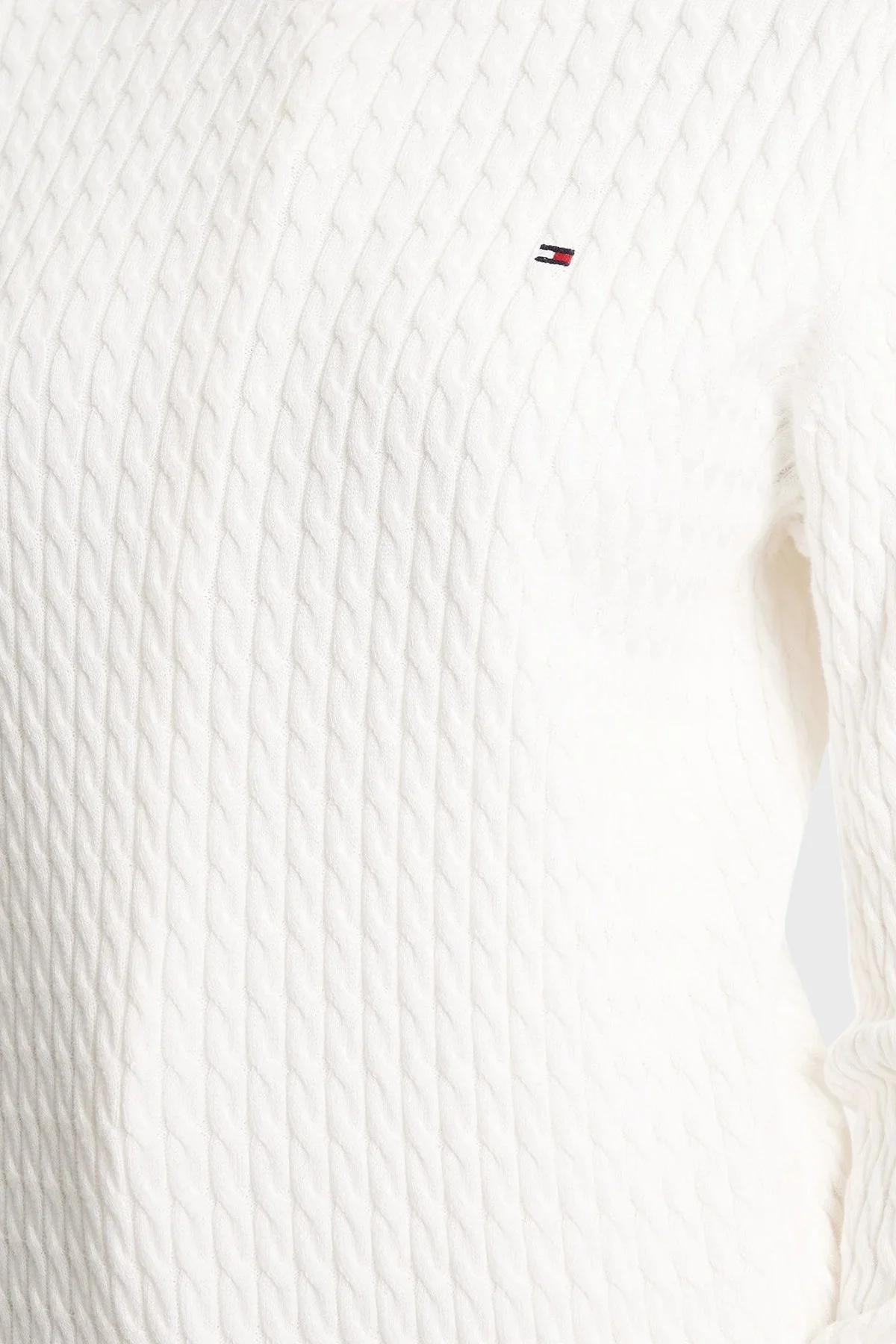 Tommy Hilfiger % 100 Pamuk Regular Fit Bisiklet Yaka Örgü Bayan Kazak WW0WW44993 YA8 BEYAZ - 5