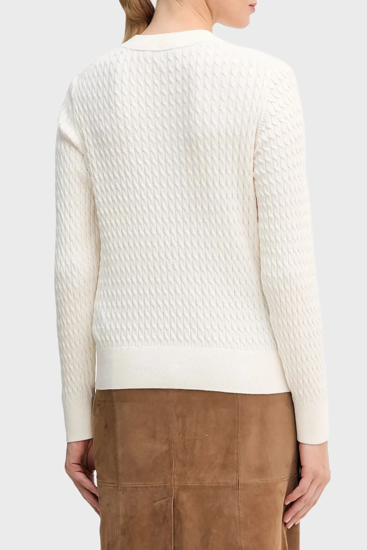 Tommy Hilfiger % 100 Pamuk Regular Fit Bisiklet Yaka Örgü Bayan Kazak WW0WW44993 Z00 AÇIK BEJ - 2