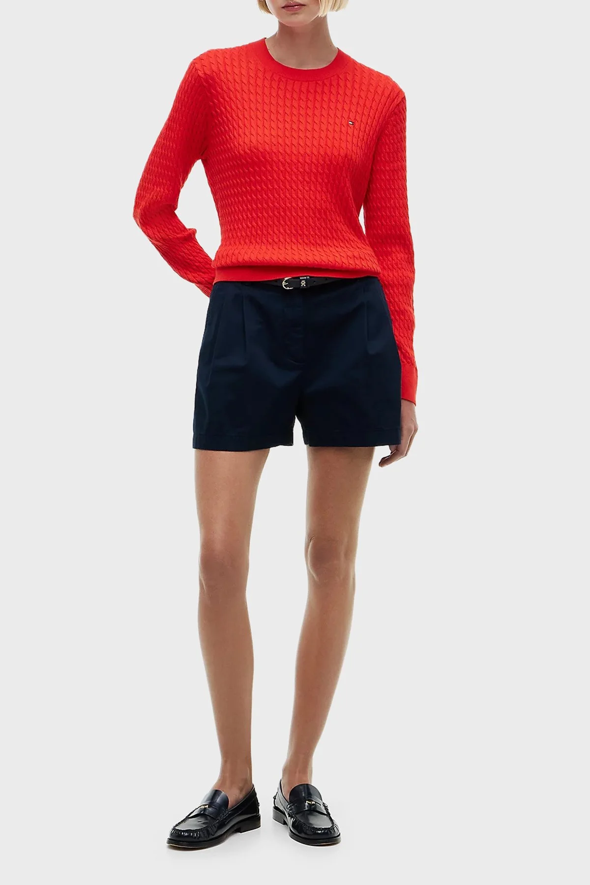 Tommy Hilfiger % 100 Pamuk Regular Fit Bisiklet Yaka Örgü Kadın Kazak WW0WW44993 XNF Kırmızı - 2
