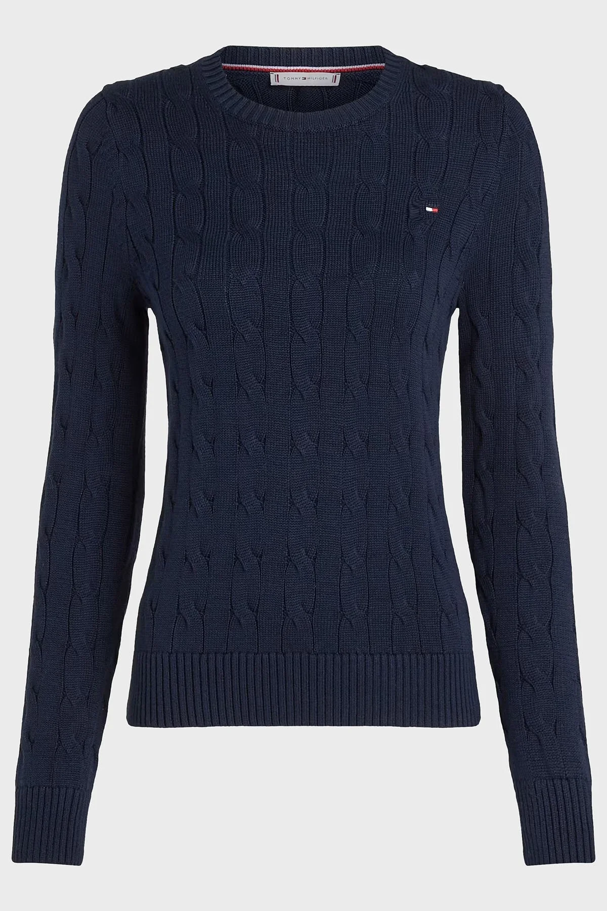 Tommy Hilfiger % 100 Pamuk Regular Fit Bisiklet Yaka Örme Bayan Kazak WW0WW45207 C1G LACİVERT - 10