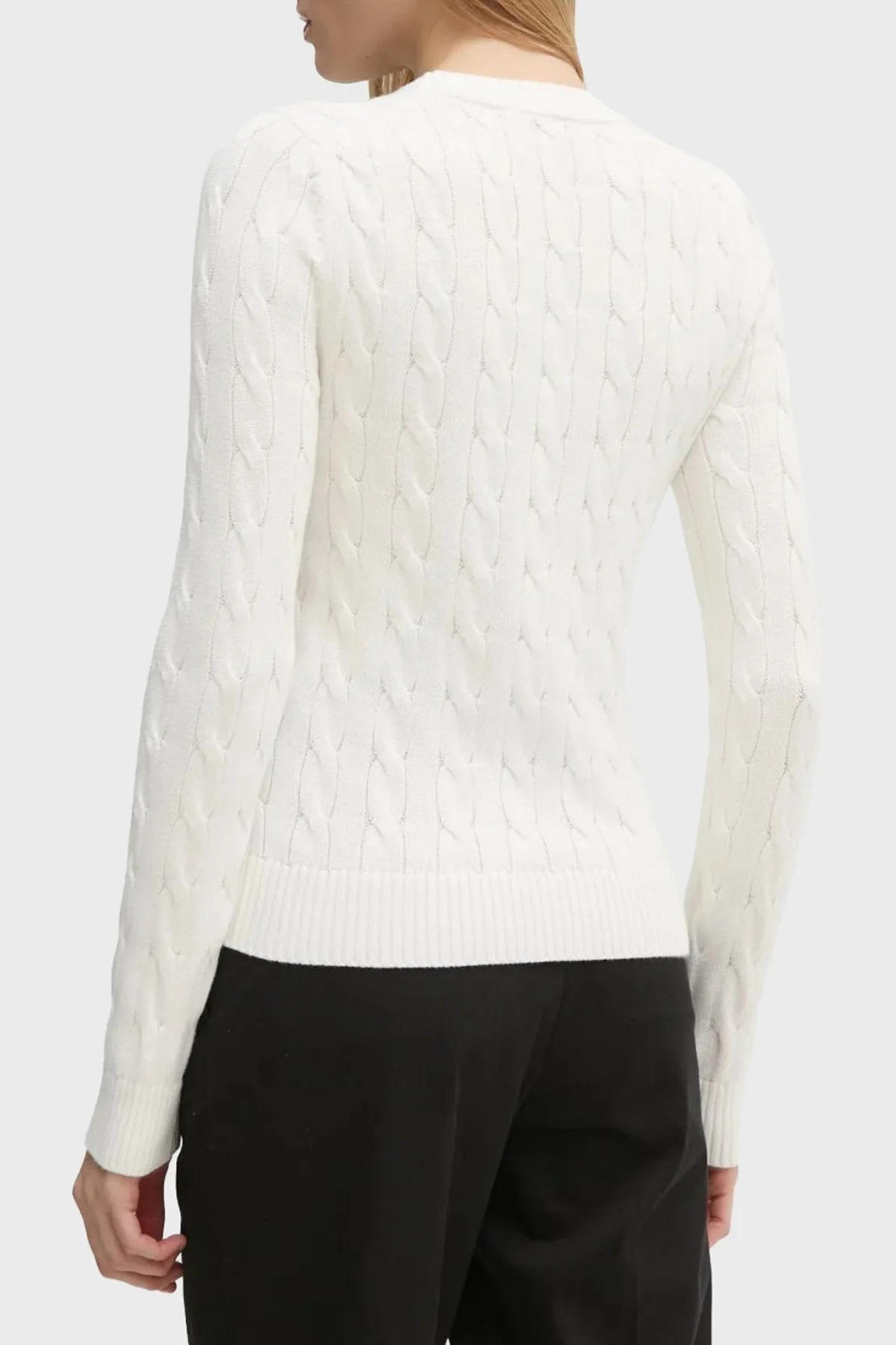 Tommy Hilfiger % 100 Pamuk Regular Fit Bisiklet Yaka Örme Bayan Kazak WW0WW45207 YBL BEYAZ - 6