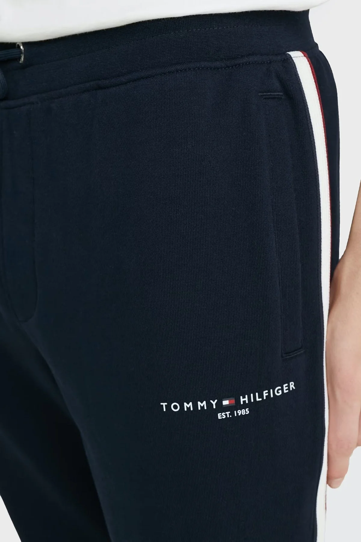 Tommy Hilfiger % 100 Pamuk Regular Fit Cepli Erkek Eşofman Altı MW0MW30030 DW5 LACİVERT - 4