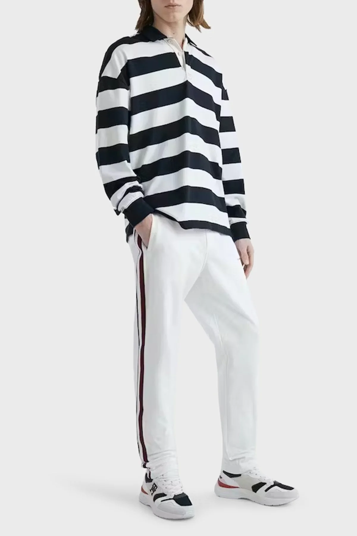 Tommy Hilfiger % 100 Pamuk Regular Fit Cepli Erkek Eşofman Altı MW0MW30030 YBR BEYAZ - 1