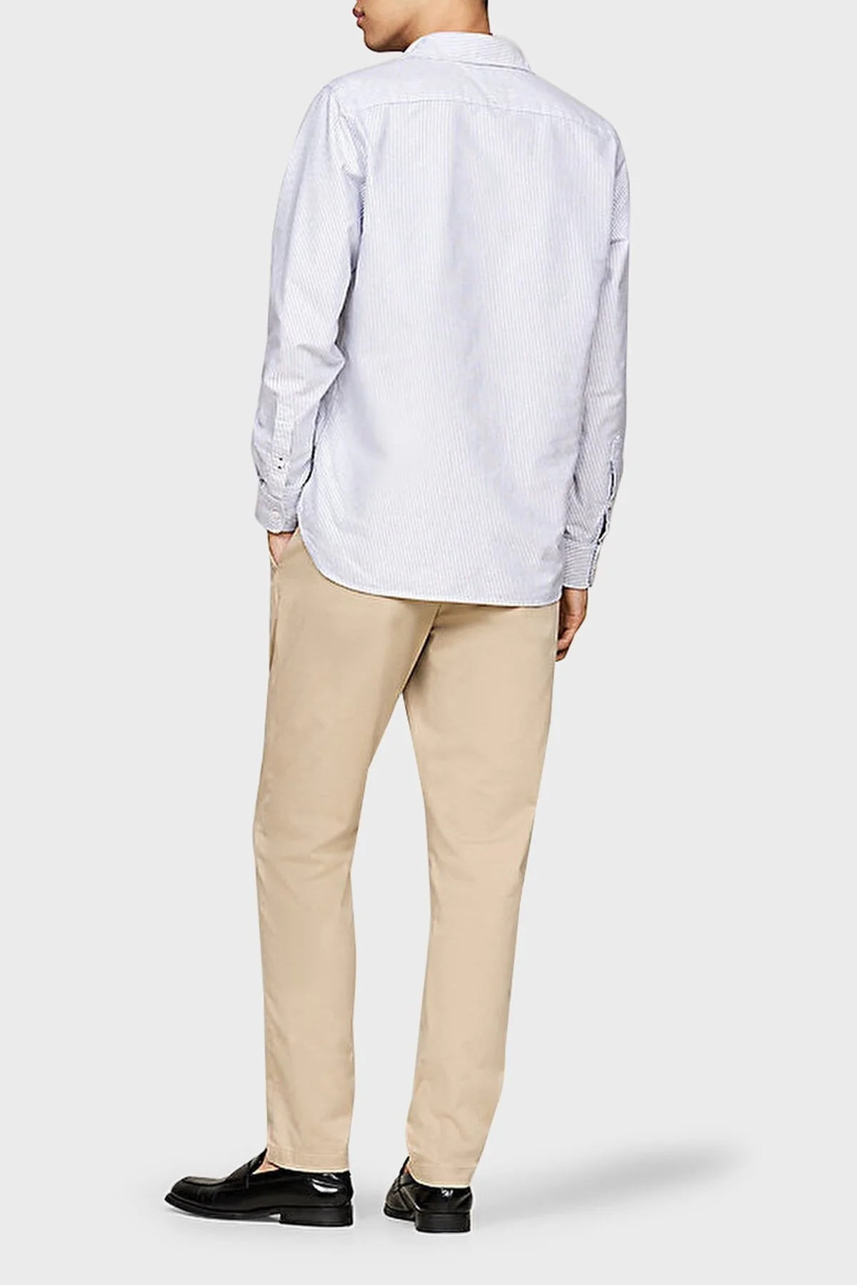 Tommy Hilfiger % 100 Pamuk Regular Fit Çizgili Erkek Gömlek MW0MW36238 0A8 MAVİ - 8