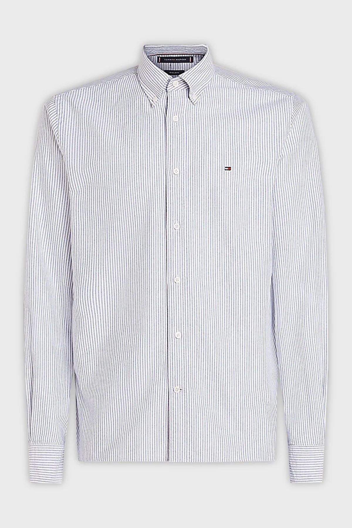 Tommy Hilfiger % 100 Pamuk Regular Fit Çizgili Erkek Gömlek MW0MW36238 0A8 MAVİ - 10