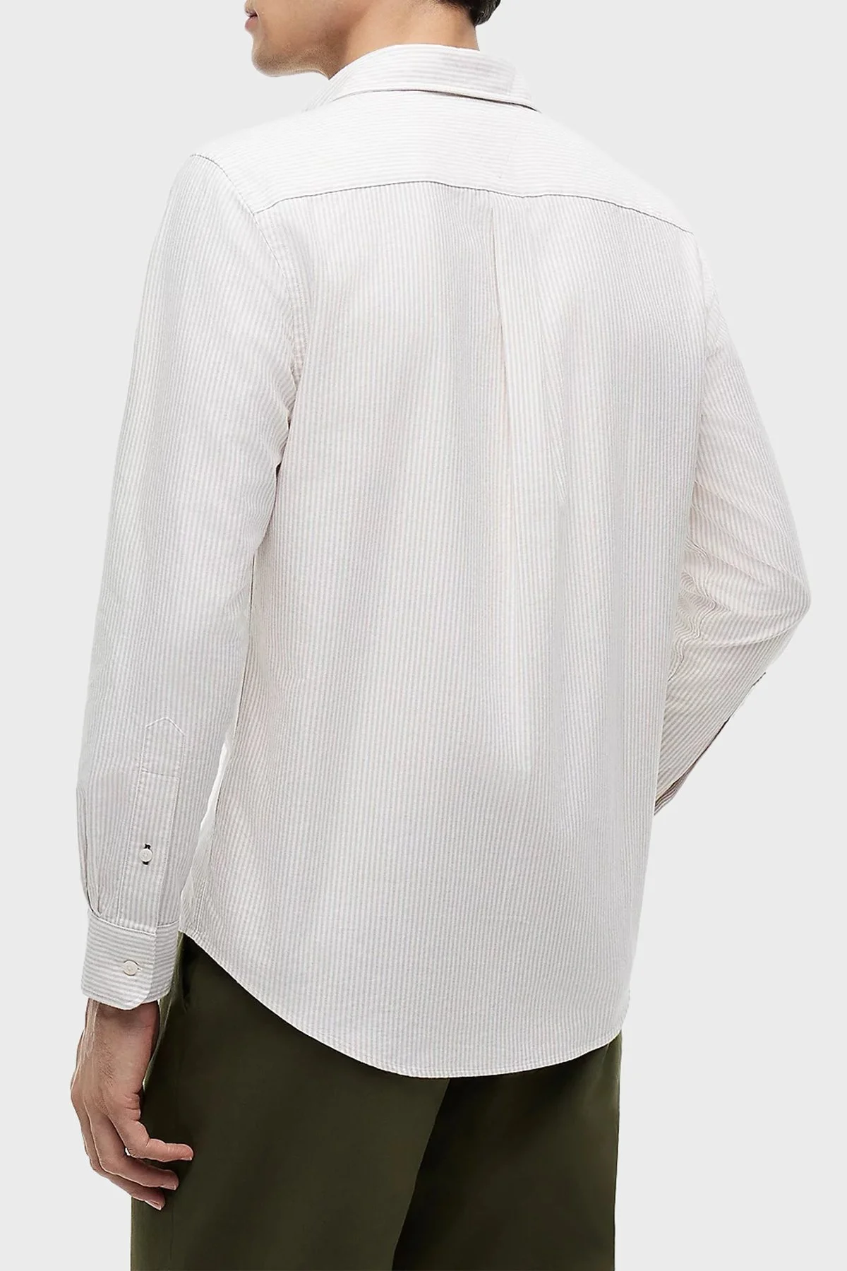 Tommy Hilfiger % 100 Pamuk Regular Fit Çizgili Erkek Gömlek MW0MW36238 0AA Bej - 3