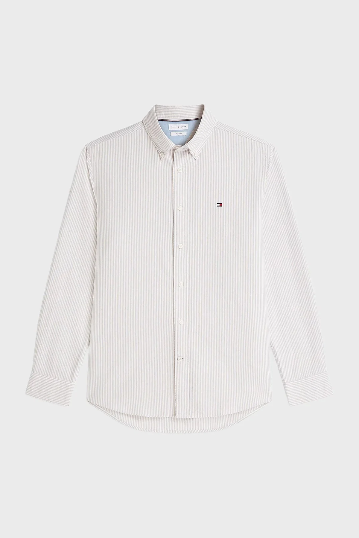 Tommy Hilfiger % 100 Pamuk Regular Fit Çizgili Erkek Gömlek MW0MW36238 0AA Bej - 5